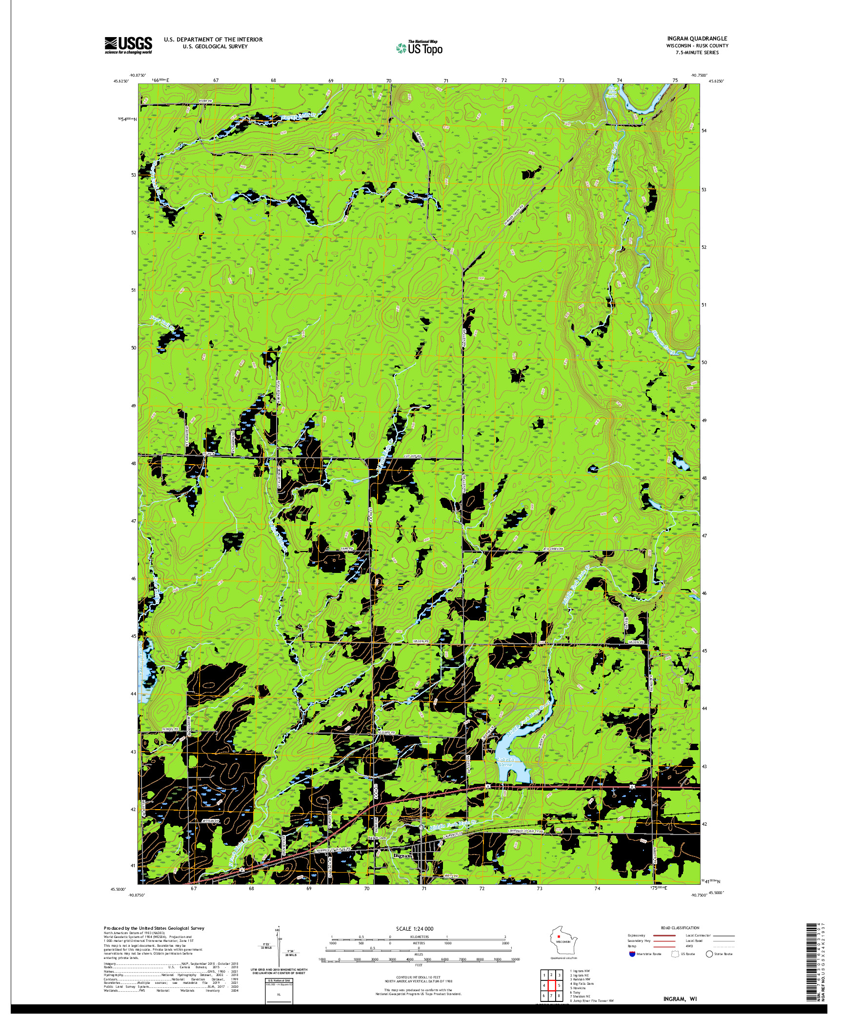 US TOPO 7.5-MINUTE MAP FOR INGRAM, WI