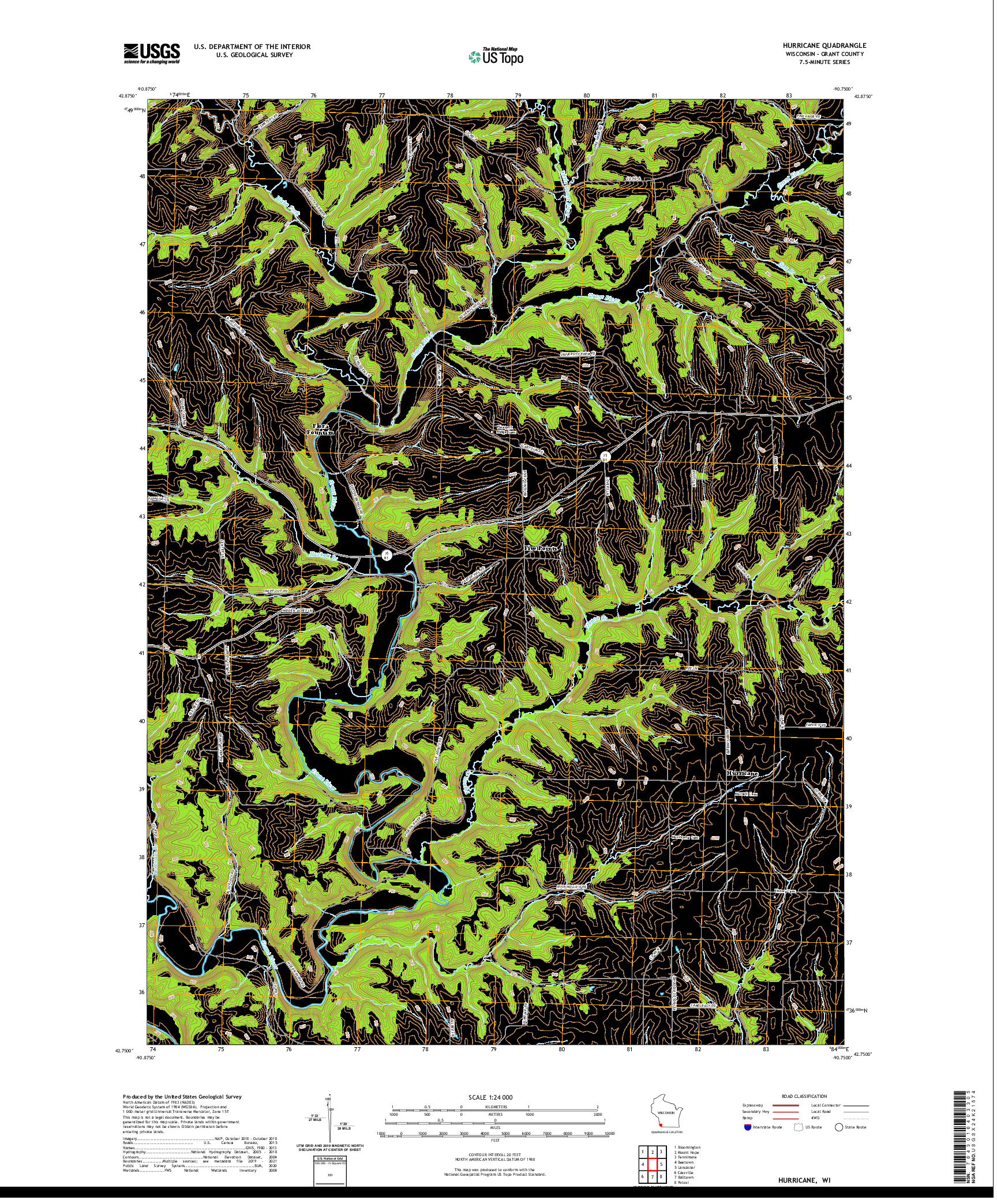 US TOPO 7.5-MINUTE MAP FOR HURRICANE, WI