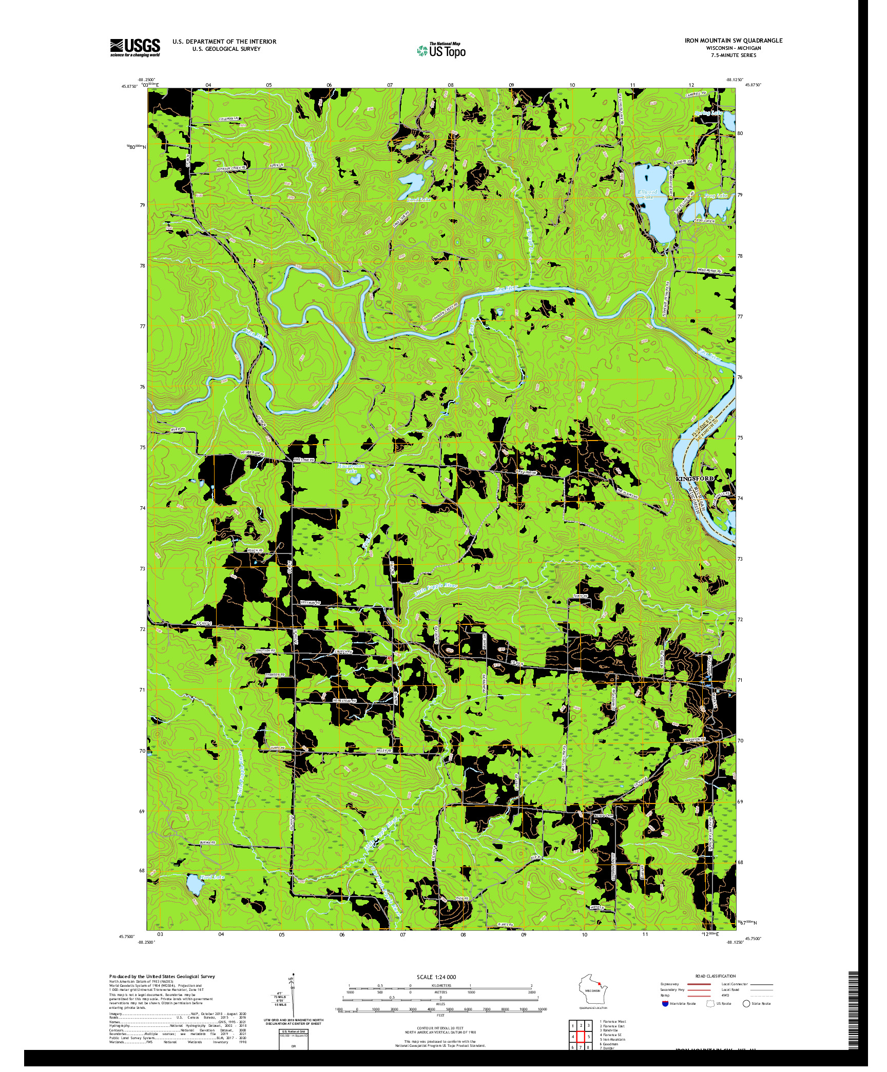 US TOPO 7.5-MINUTE MAP FOR IRON MOUNTAIN SW, WI,MI