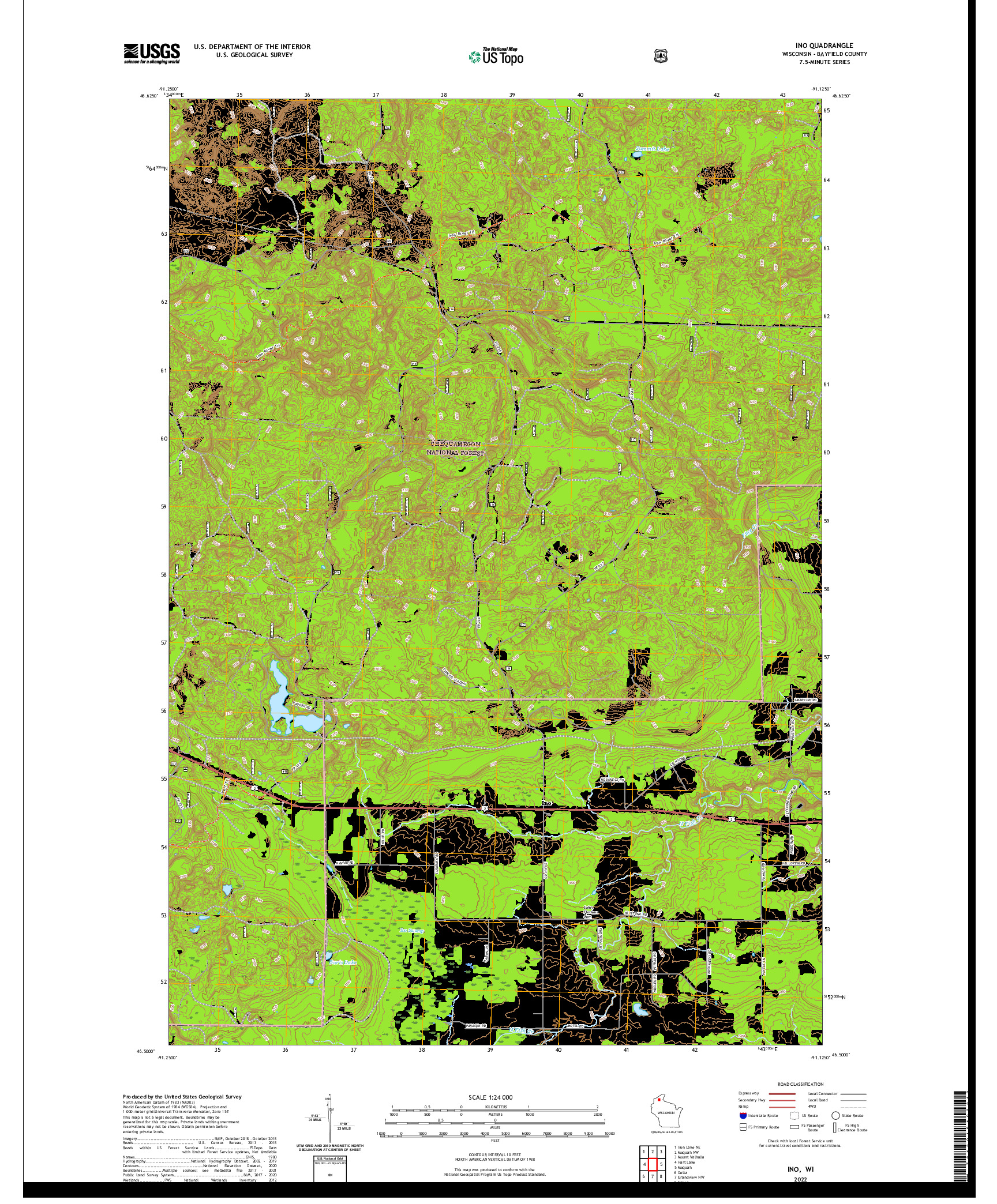 US TOPO 7.5-MINUTE MAP FOR INO, WI