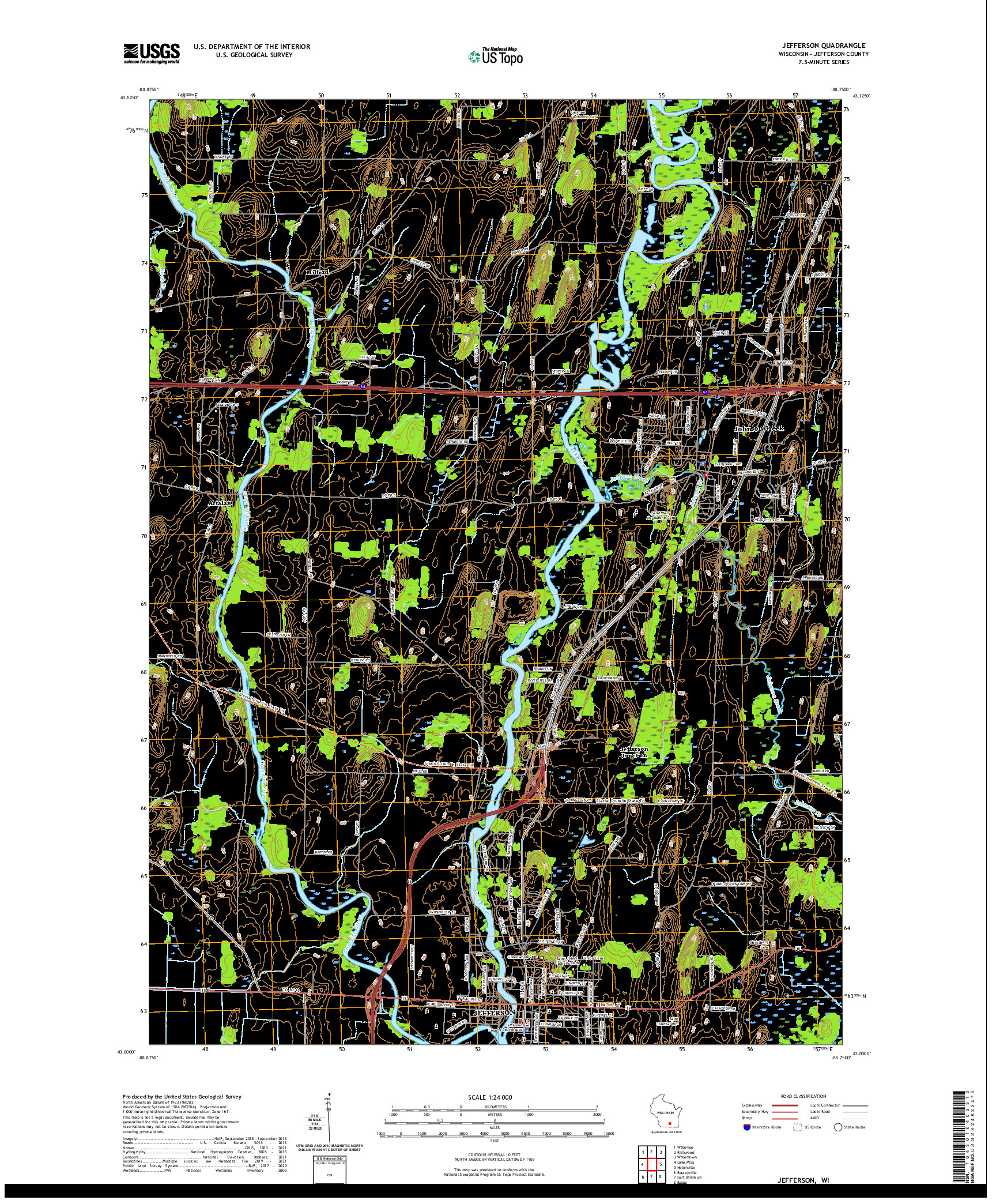 US TOPO 7.5-MINUTE MAP FOR JEFFERSON, WI