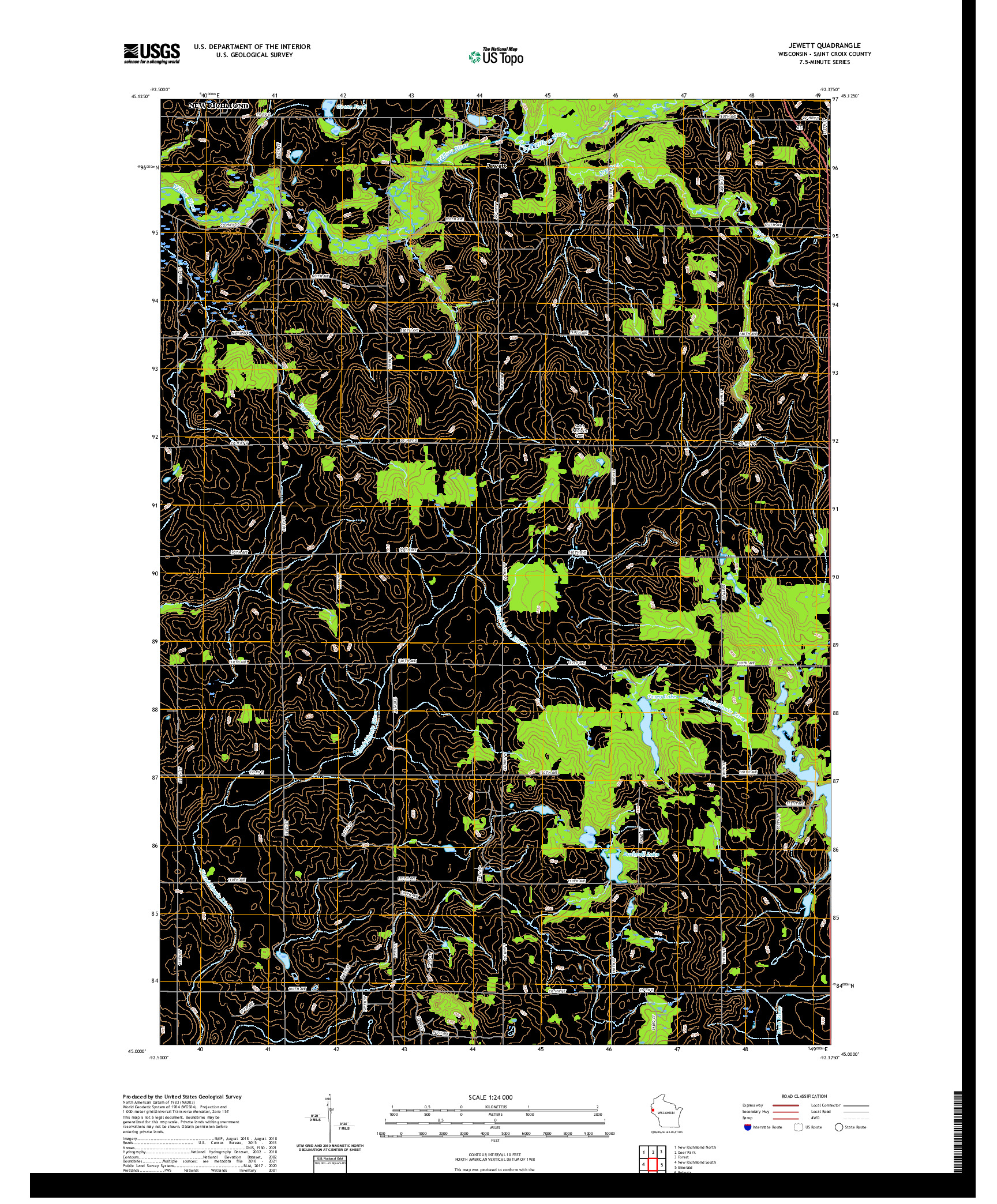 US TOPO 7.5-MINUTE MAP FOR JEWETT, WI