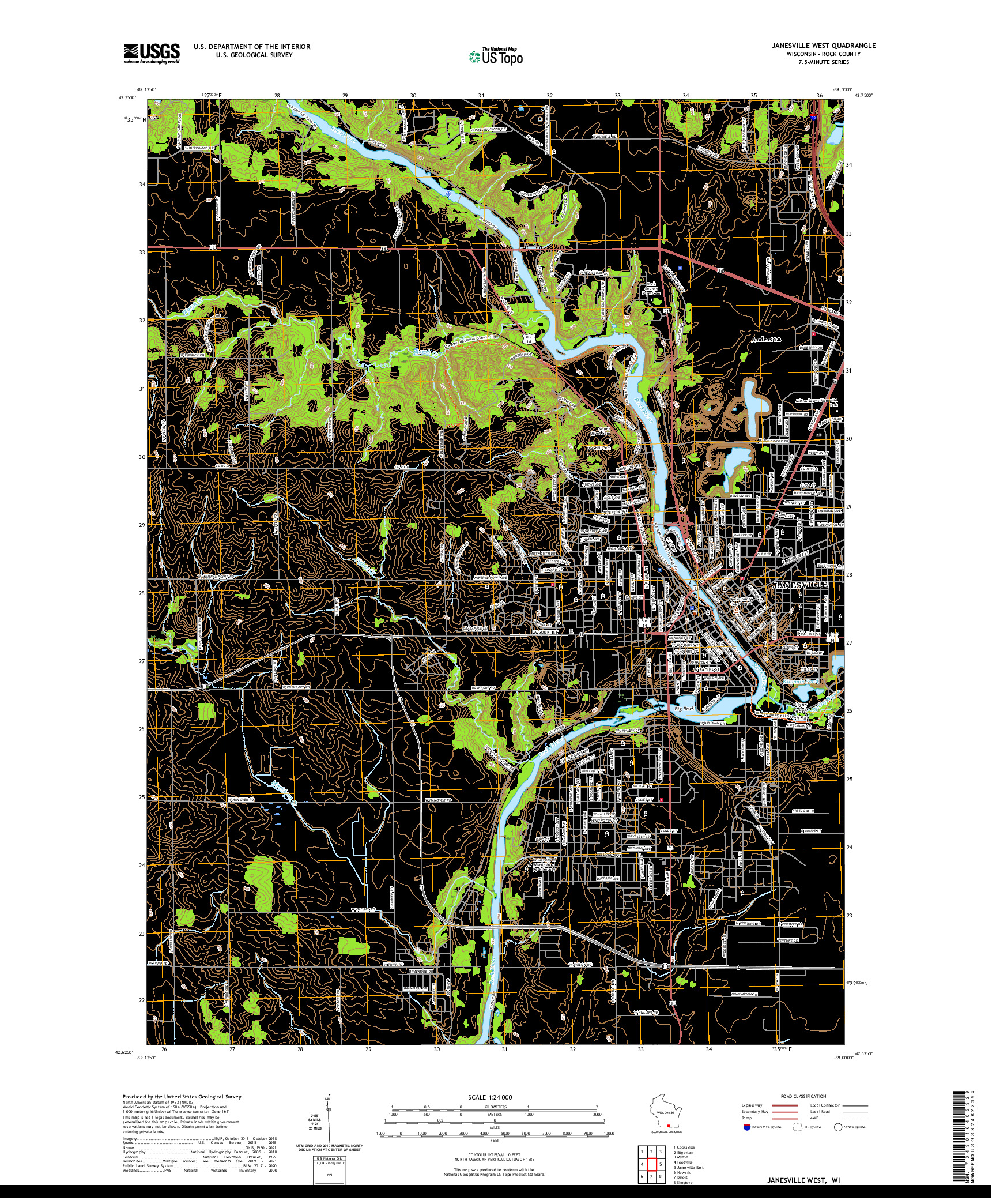 US TOPO 7.5-MINUTE MAP FOR JANESVILLE WEST, WI