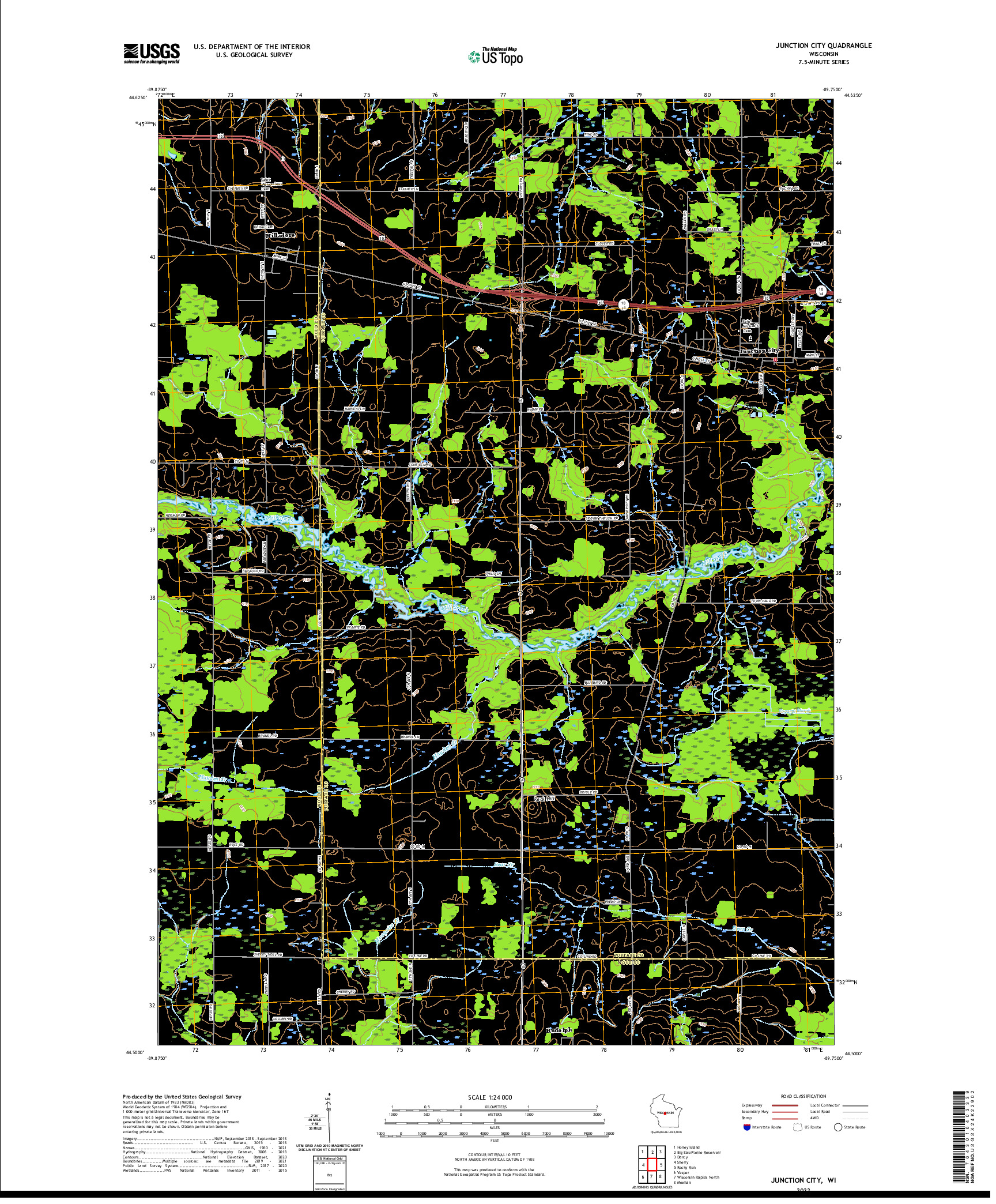 US TOPO 7.5-MINUTE MAP FOR JUNCTION CITY, WI