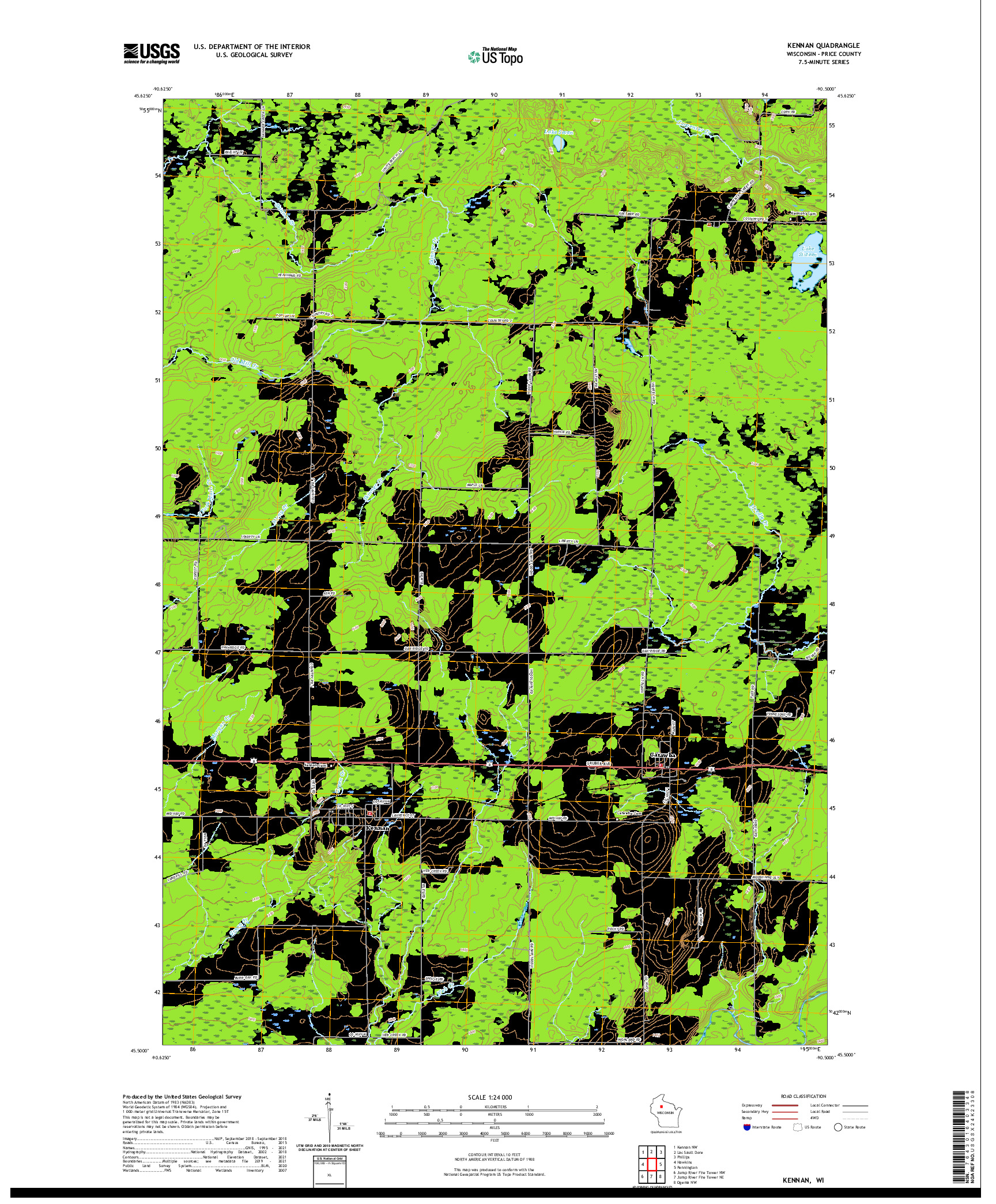 US TOPO 7.5-MINUTE MAP FOR KENNAN, WI