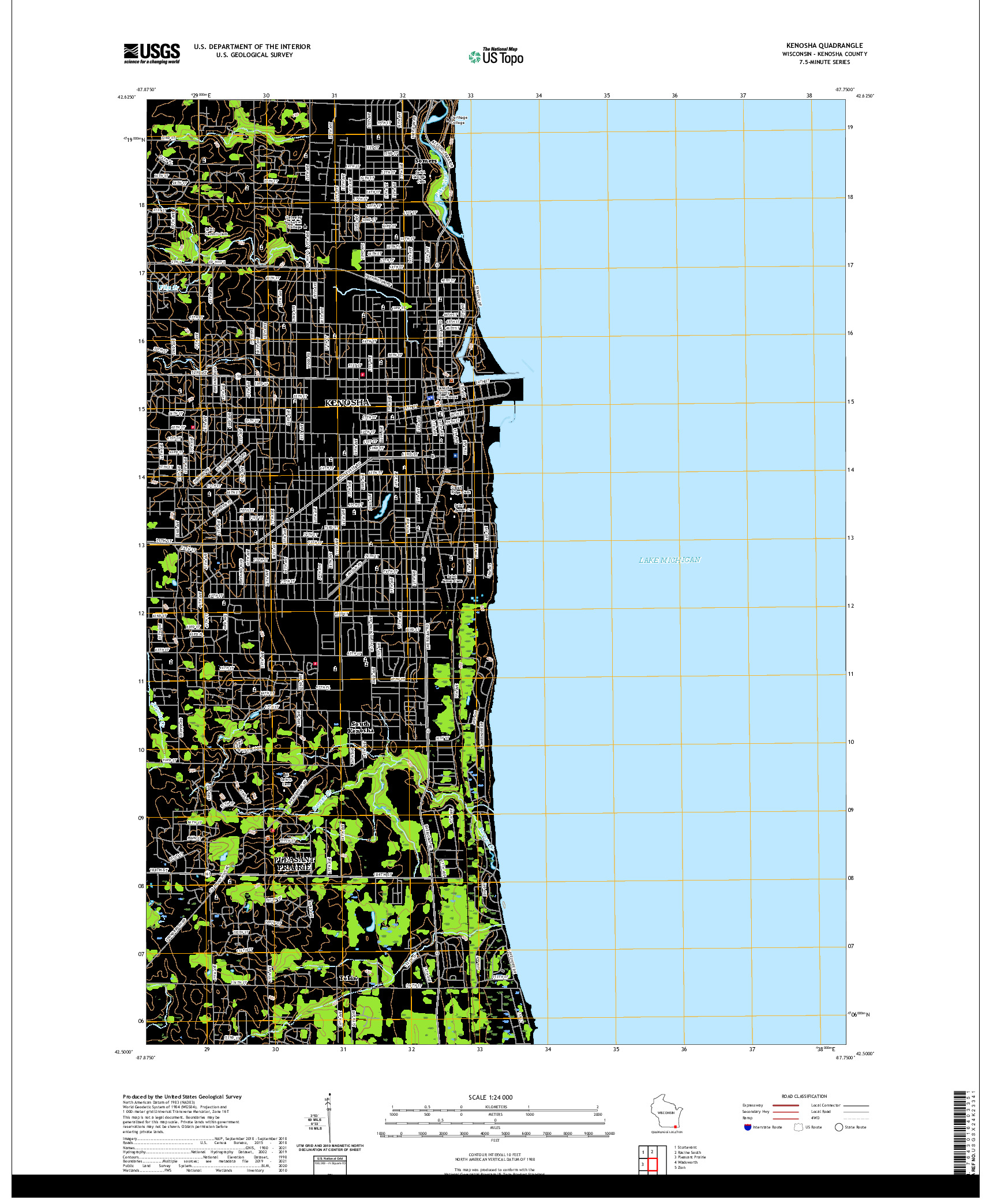 US TOPO 7.5-MINUTE MAP FOR KENOSHA, WI