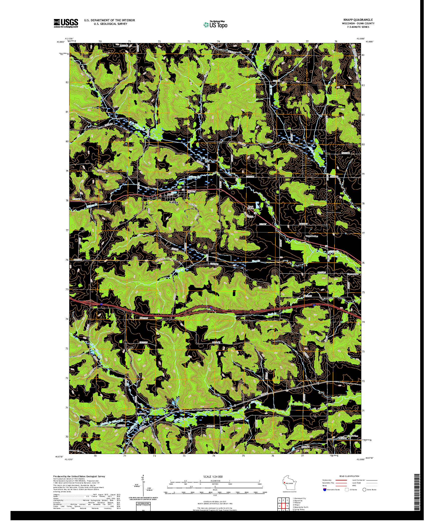 US TOPO 7.5-MINUTE MAP FOR KNAPP, WI