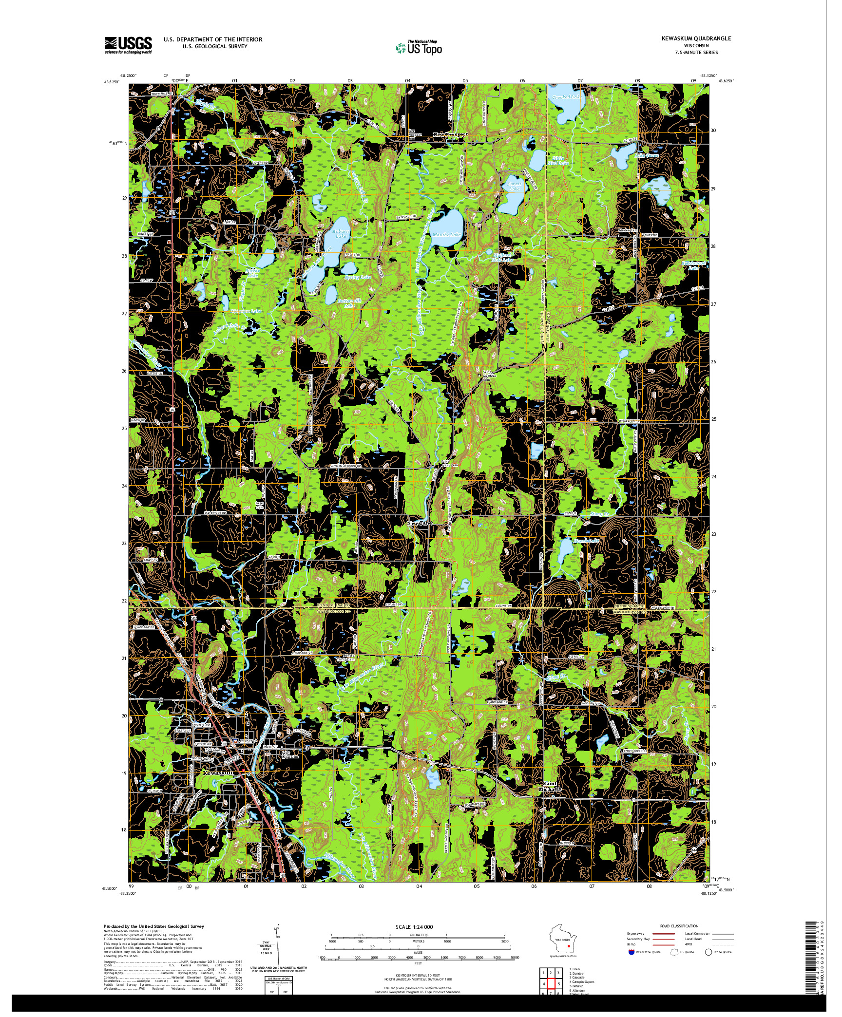 US TOPO 7.5-MINUTE MAP FOR KEWASKUM, WI