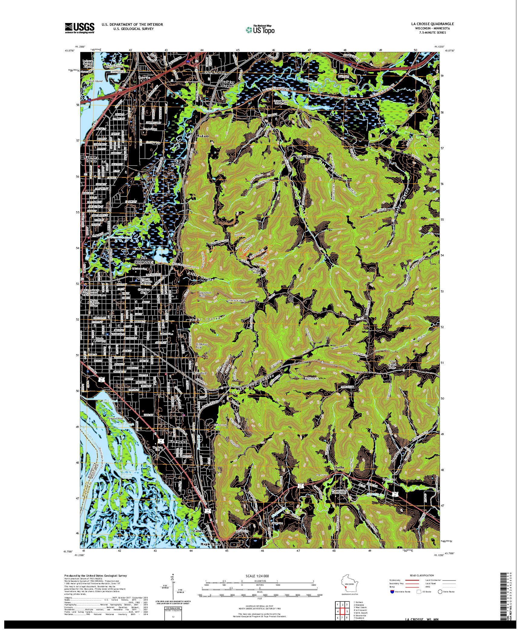 US TOPO 7.5-MINUTE MAP FOR LA CROSSE, WI,MN