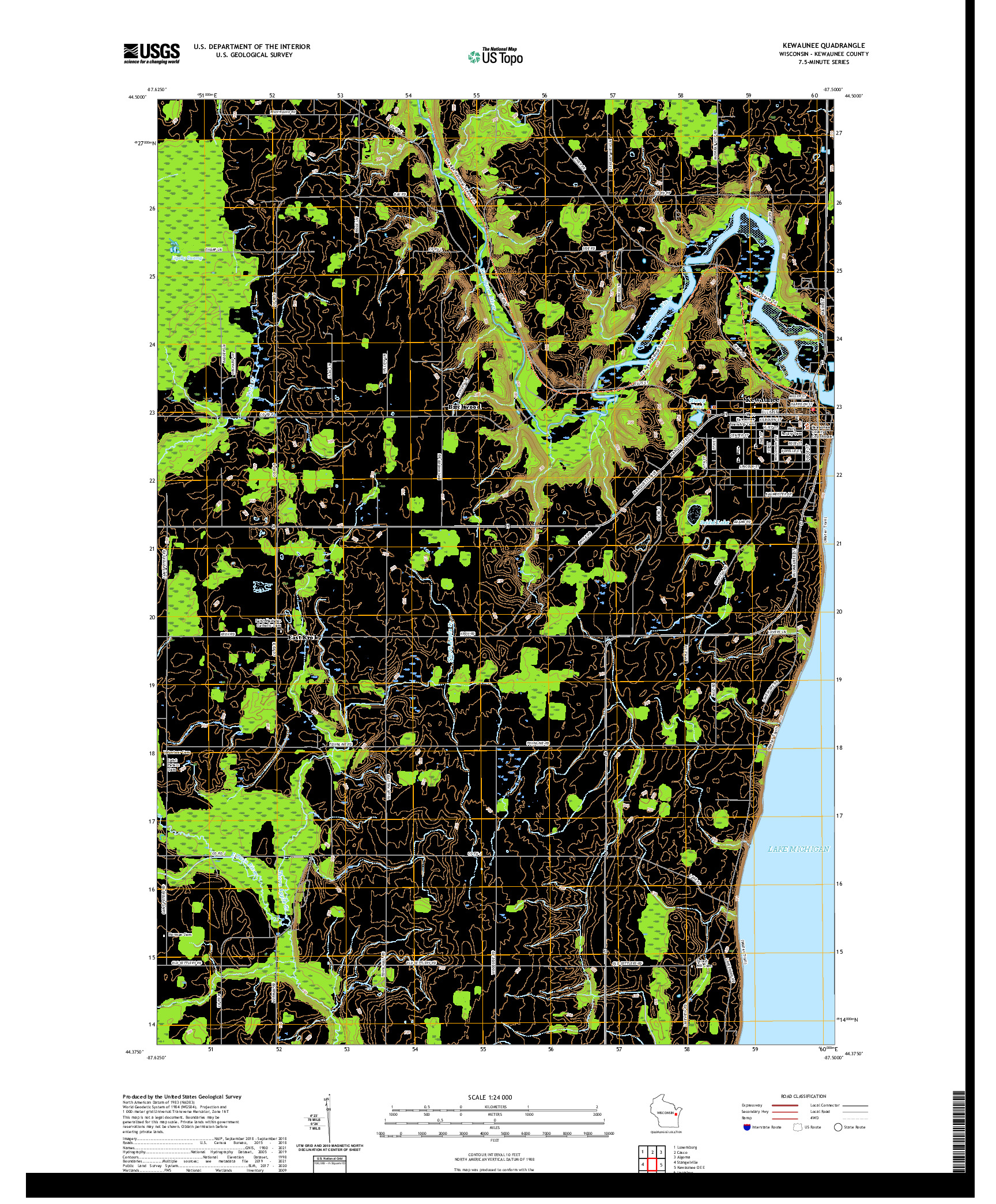 US TOPO 7.5-MINUTE MAP FOR KEWAUNEE, WI
