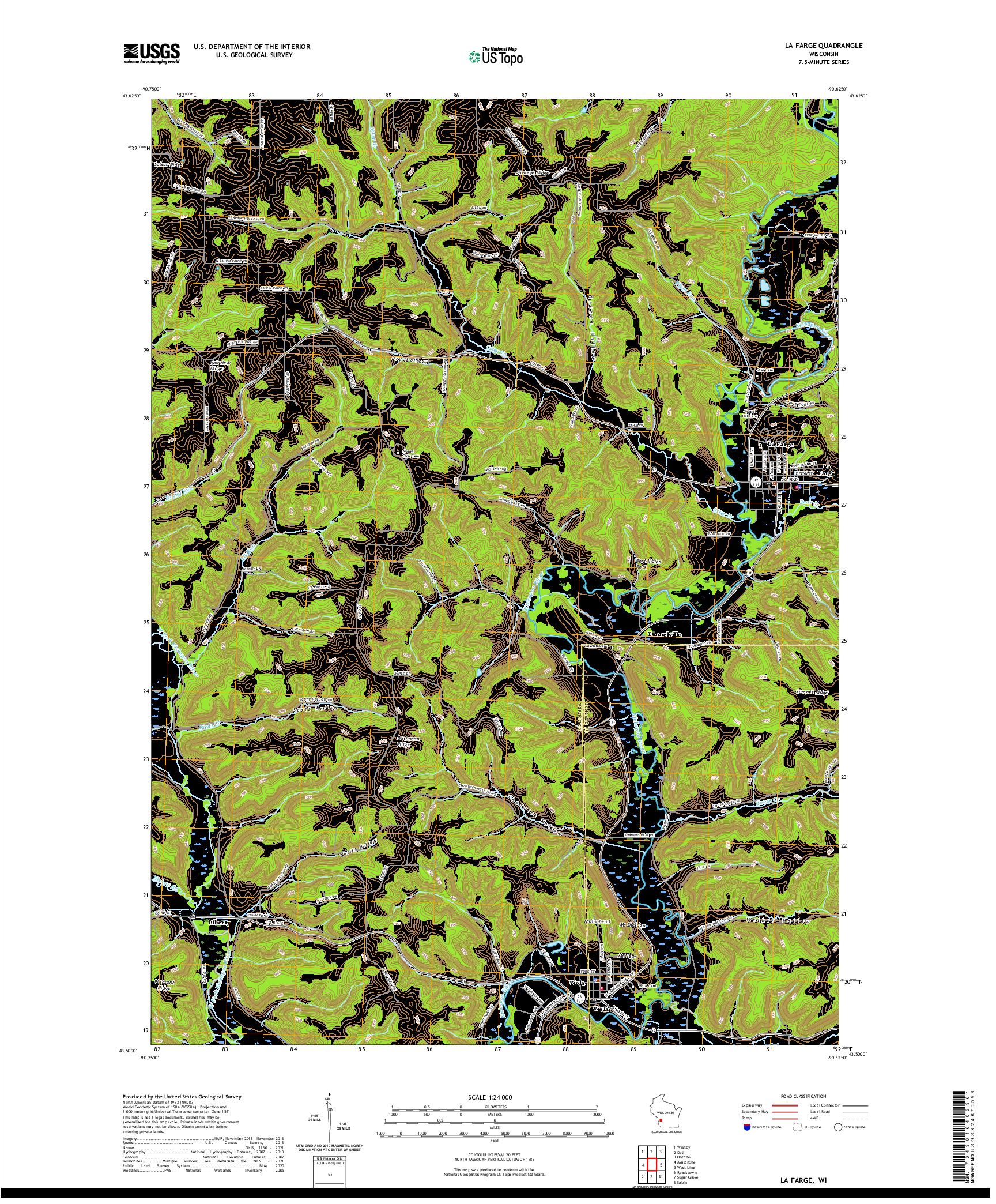 US TOPO 7.5-MINUTE MAP FOR LA FARGE, WI