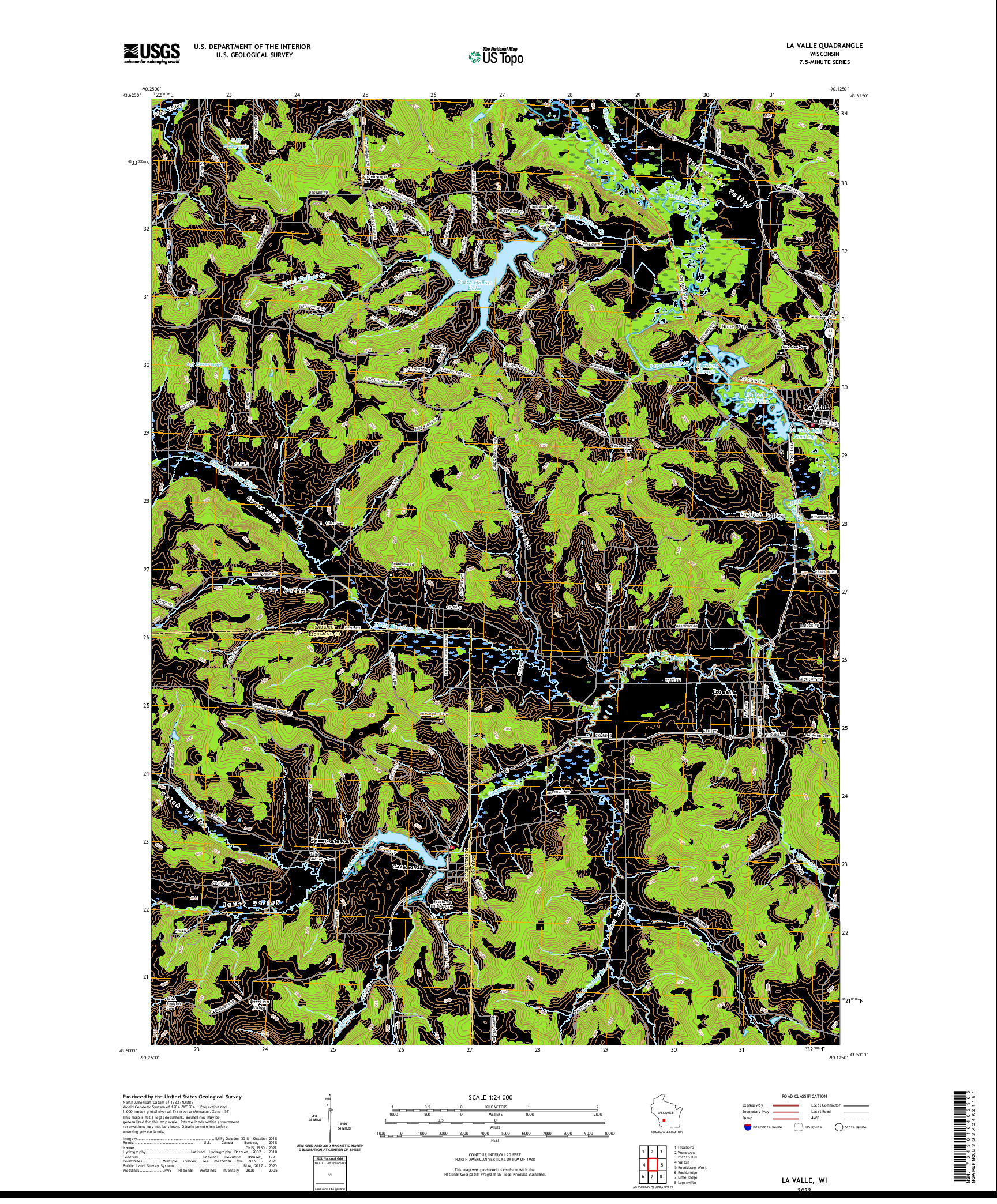 US TOPO 7.5-MINUTE MAP FOR LA VALLE, WI