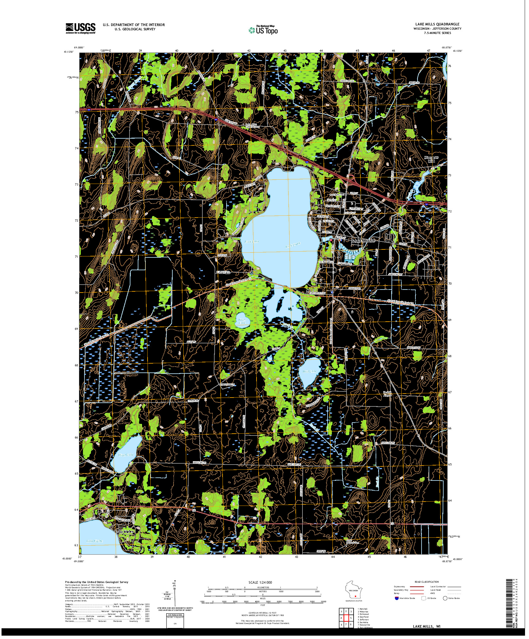 US TOPO 7.5-MINUTE MAP FOR LAKE MILLS, WI