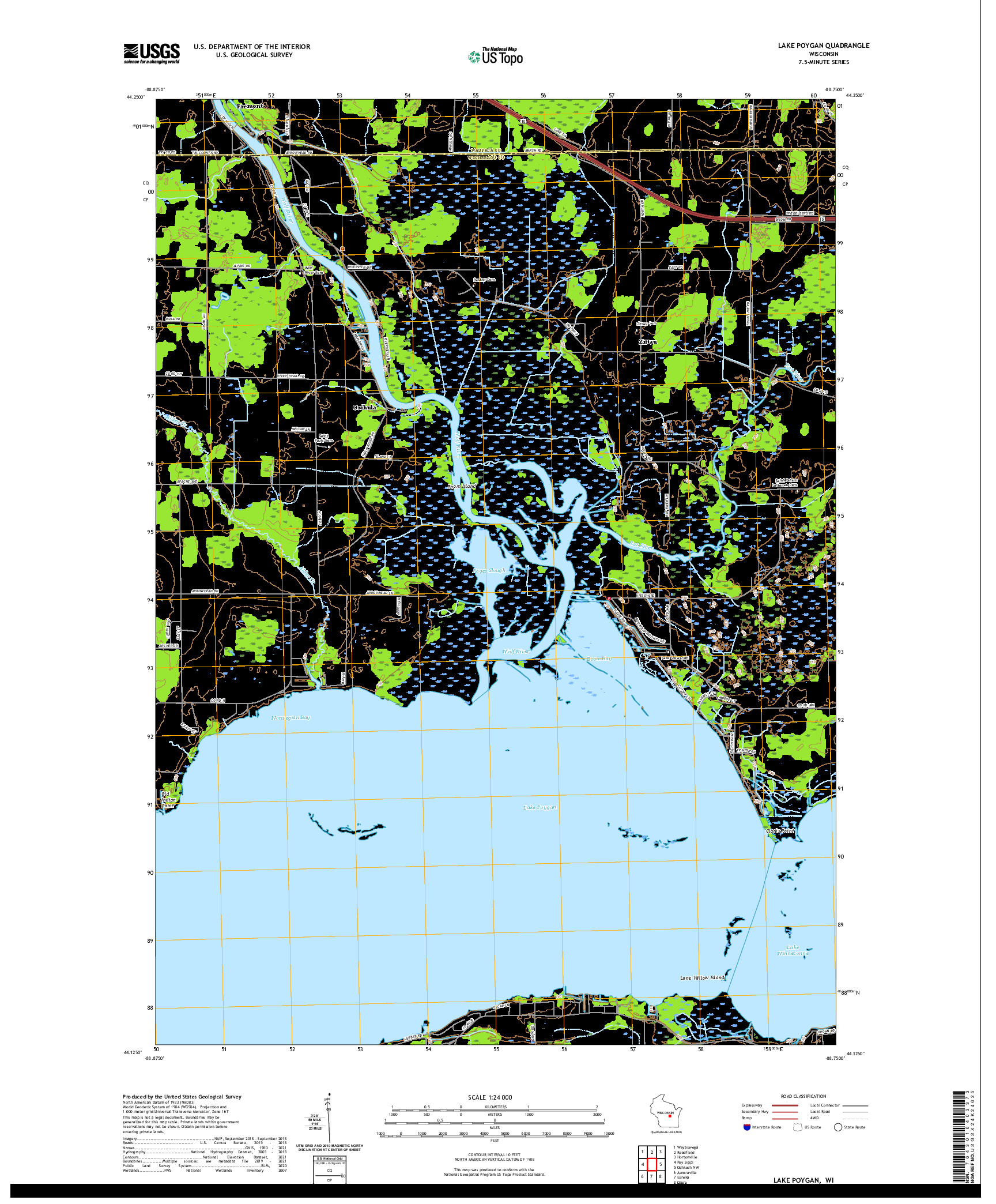 US TOPO 7.5-MINUTE MAP FOR LAKE POYGAN, WI