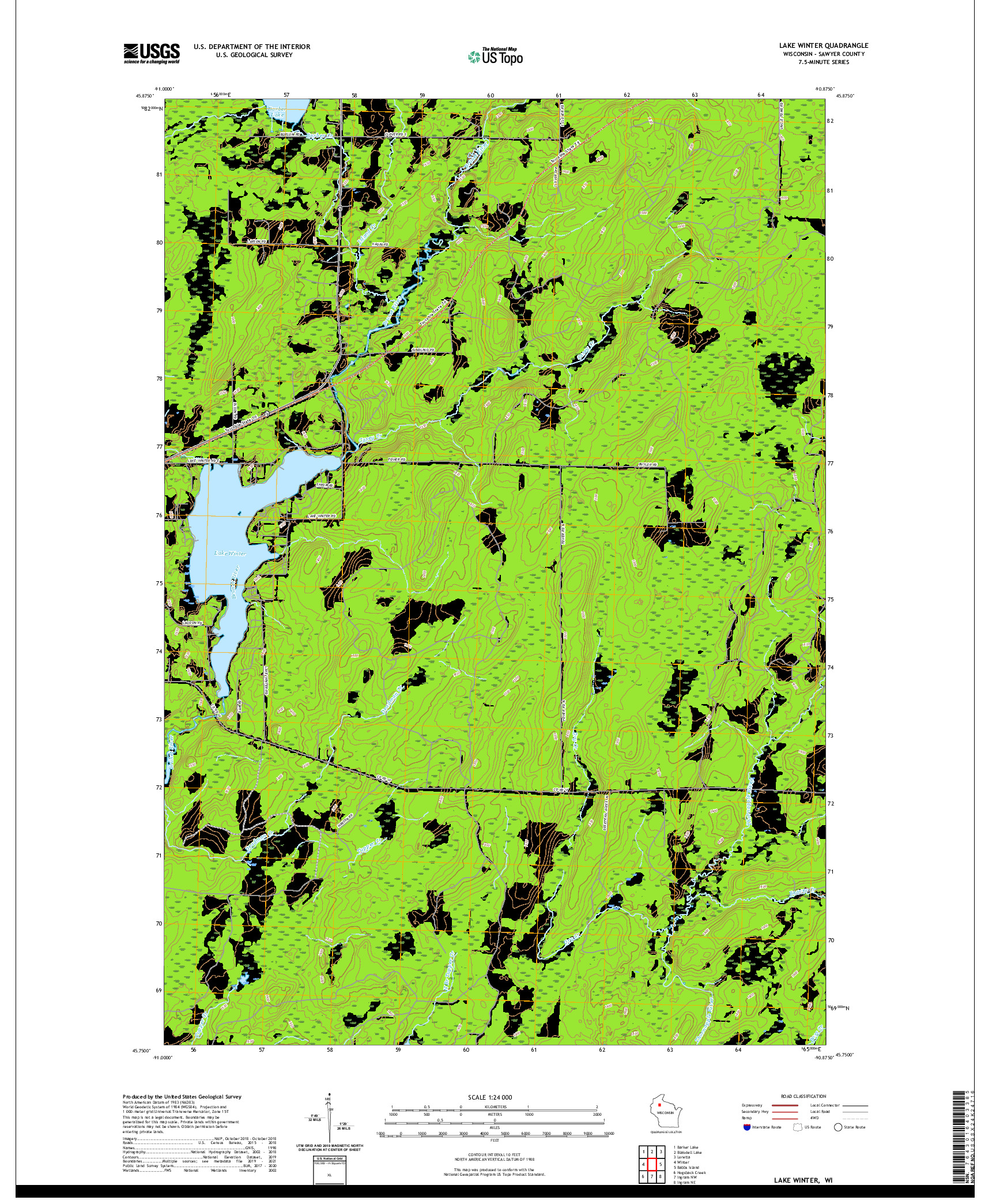 US TOPO 7.5-MINUTE MAP FOR LAKE WINTER, WI