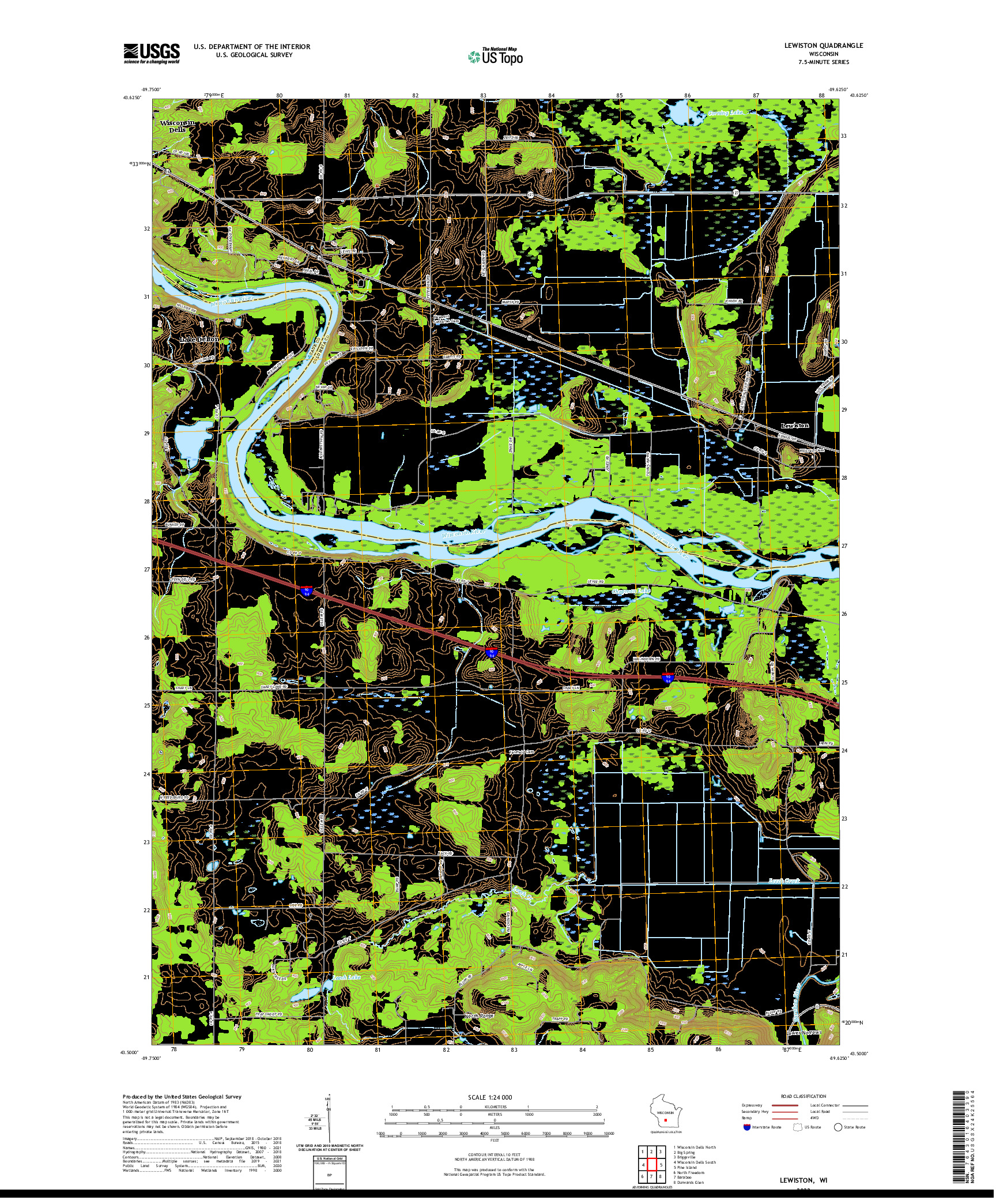 US TOPO 7.5-MINUTE MAP FOR LEWISTON, WI