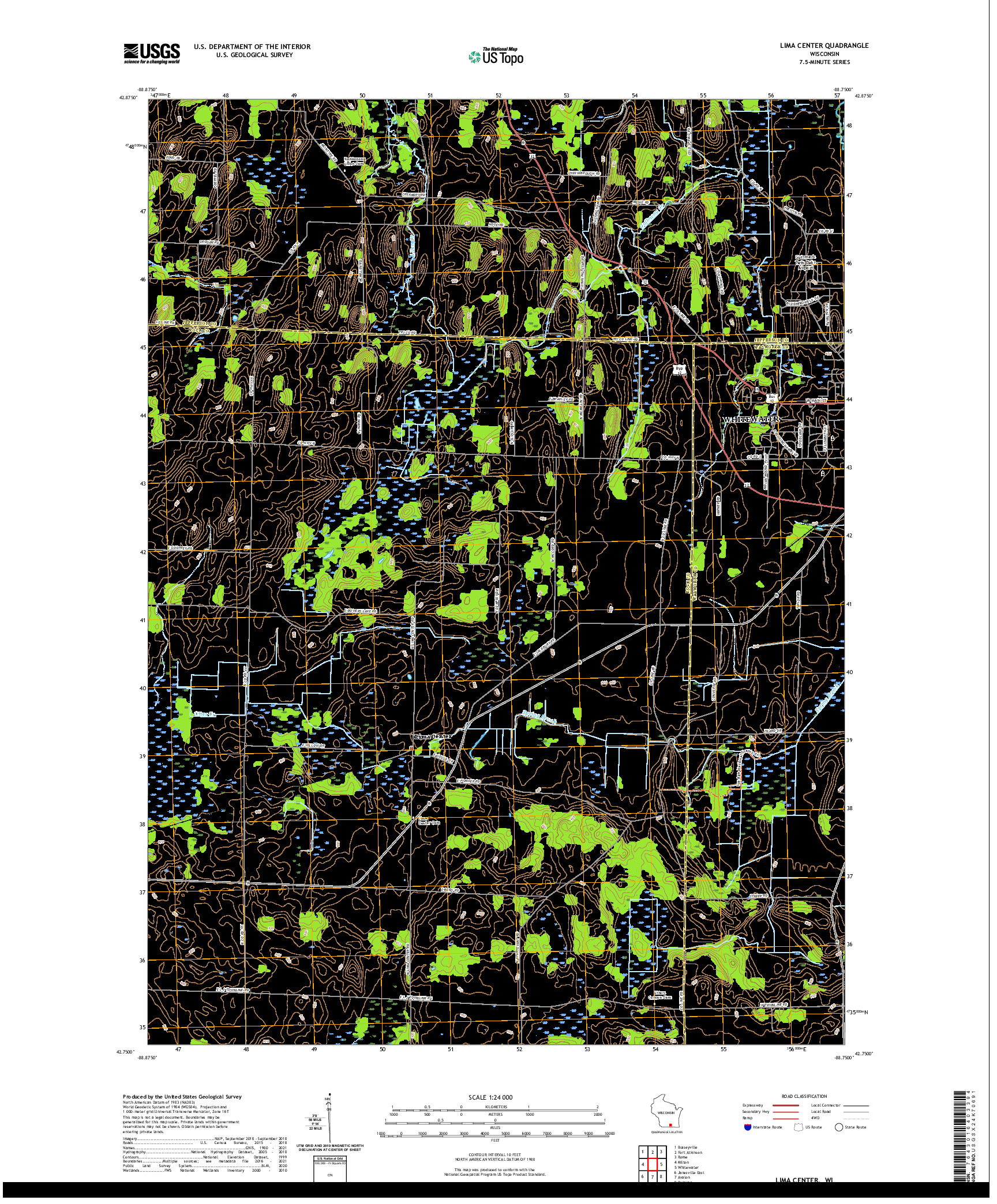 US TOPO 7.5-MINUTE MAP FOR LIMA CENTER, WI