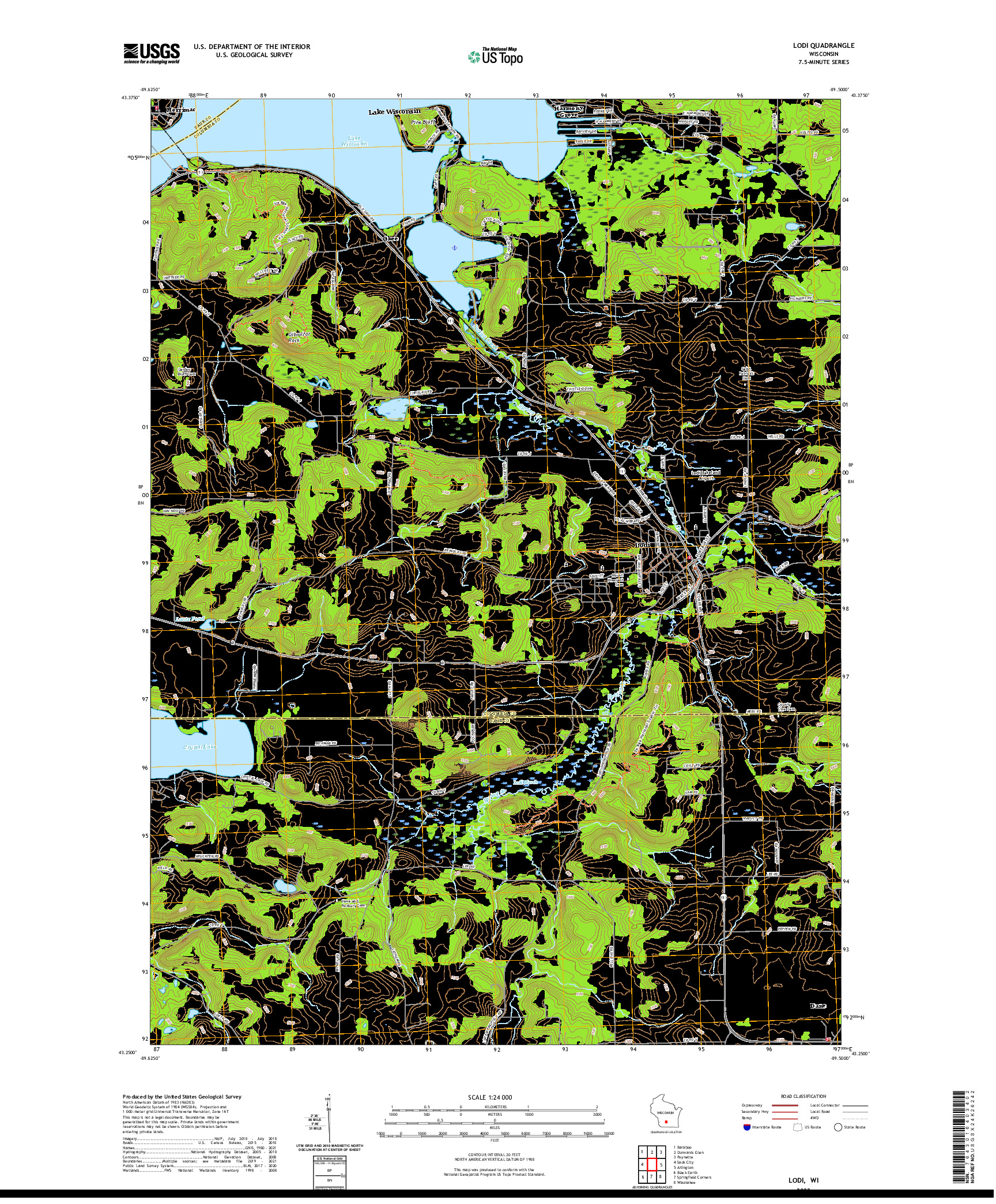 US TOPO 7.5-MINUTE MAP FOR LODI, WI