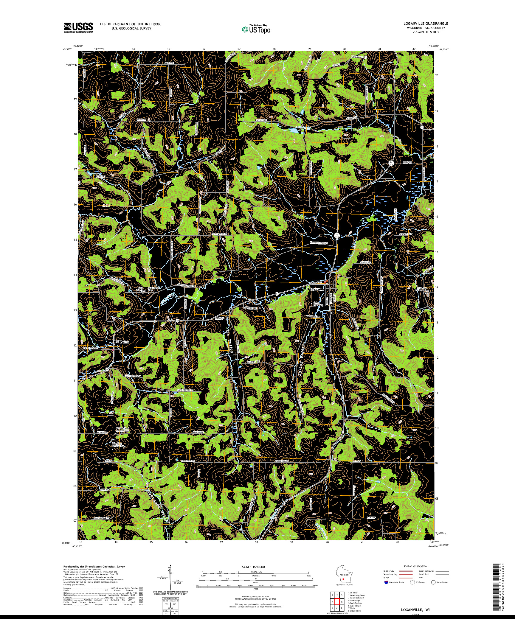 US TOPO 7.5-MINUTE MAP FOR LOGANVILLE, WI