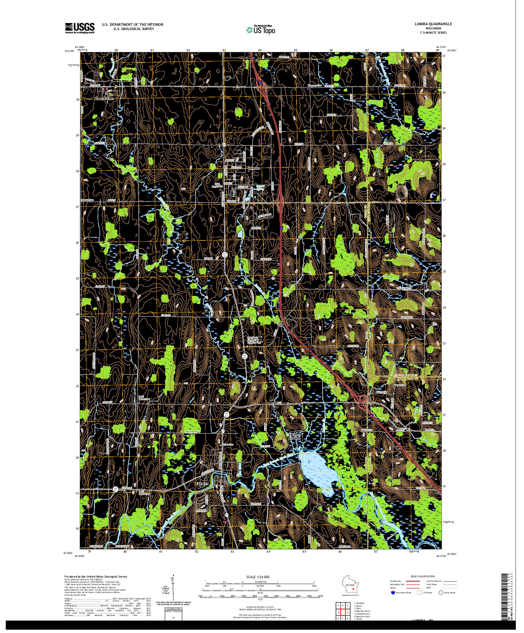 US TOPO 7.5-MINUTE MAP FOR LOMIRA, WI