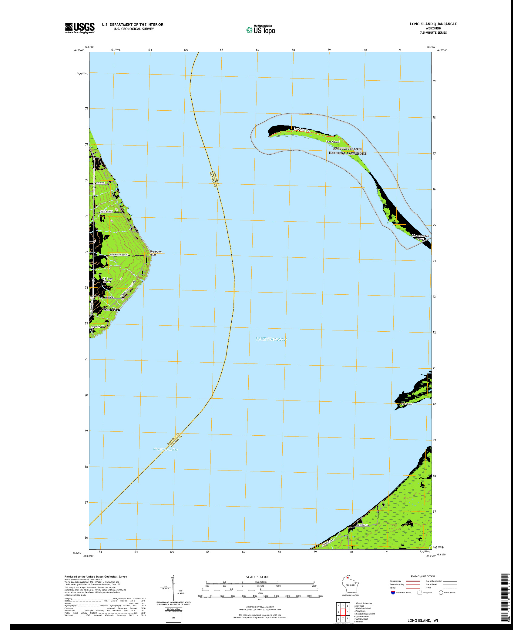 US TOPO 7.5-MINUTE MAP FOR LONG ISLAND, WI