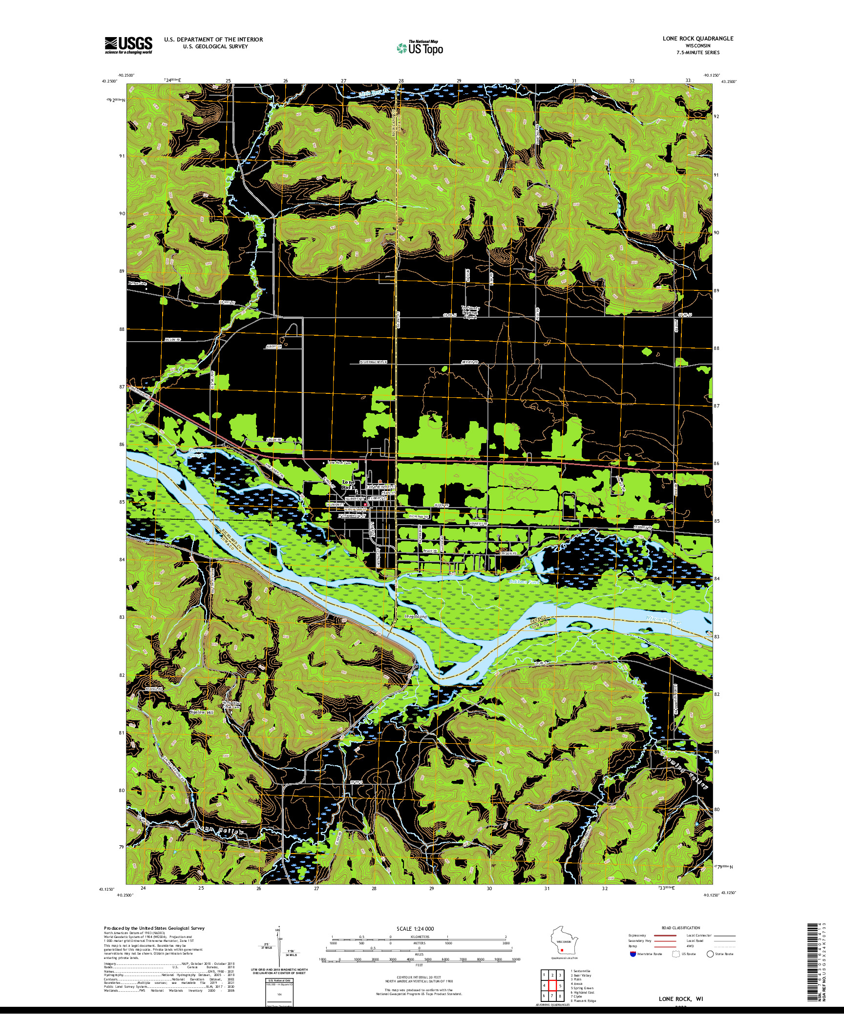 US TOPO 7.5-MINUTE MAP FOR LONE ROCK, WI