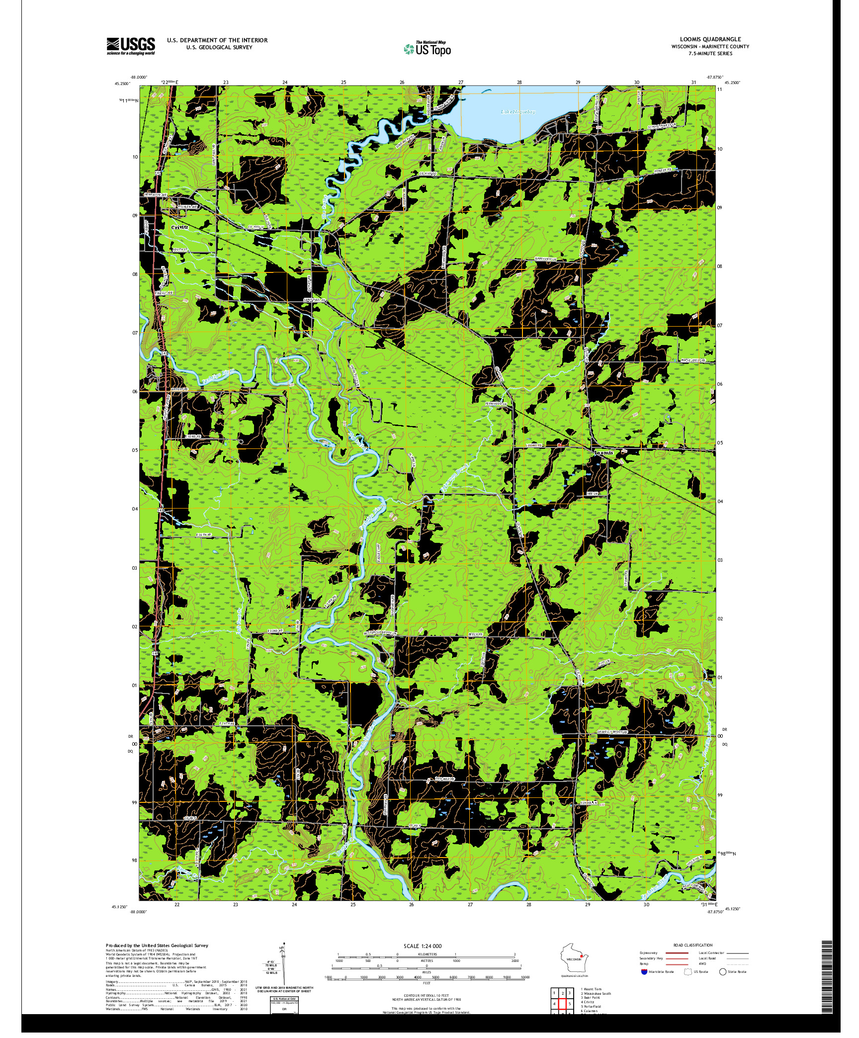 US TOPO 7.5-MINUTE MAP FOR LOOMIS, WI