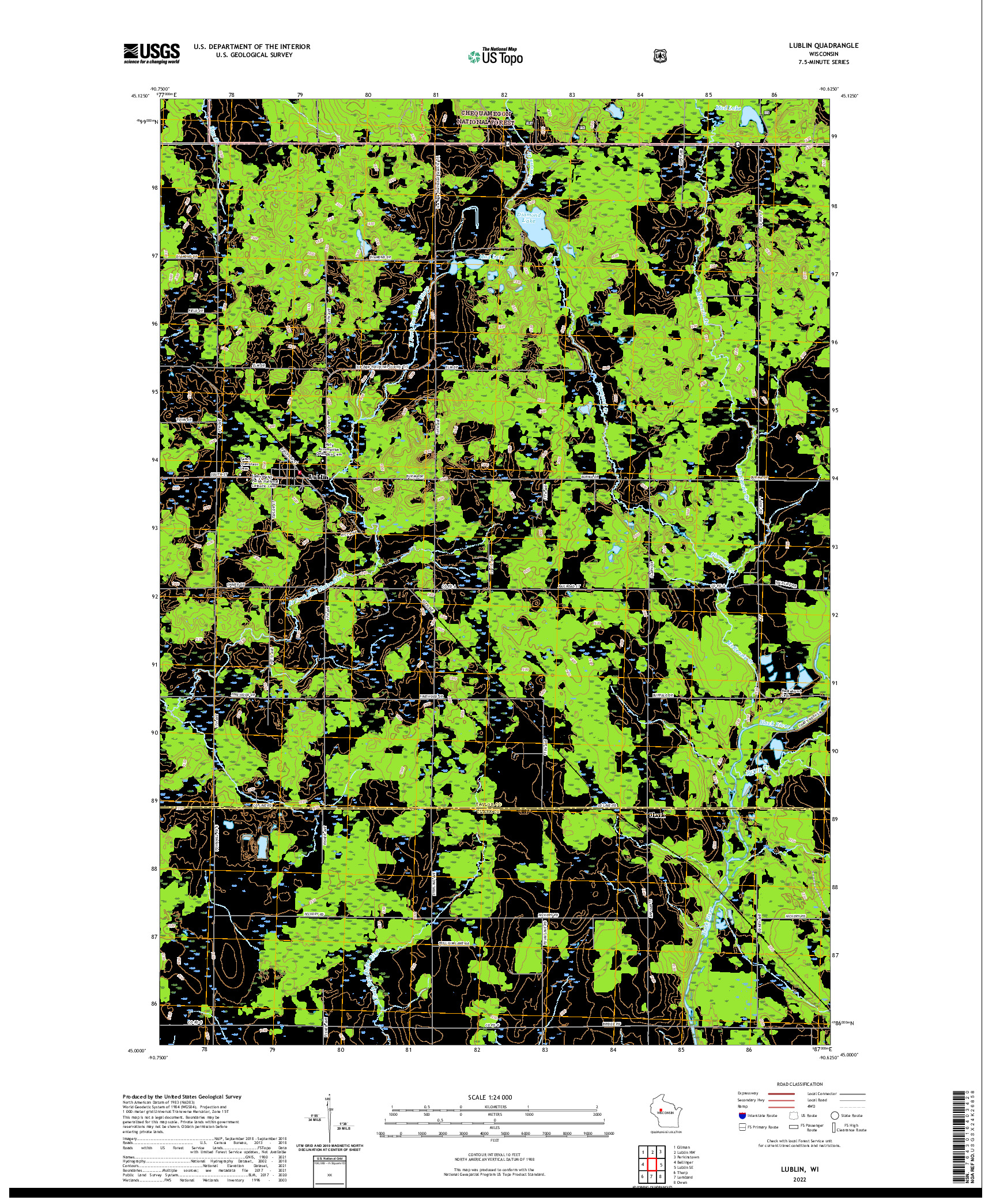 US TOPO 7.5-MINUTE MAP FOR LUBLIN, WI