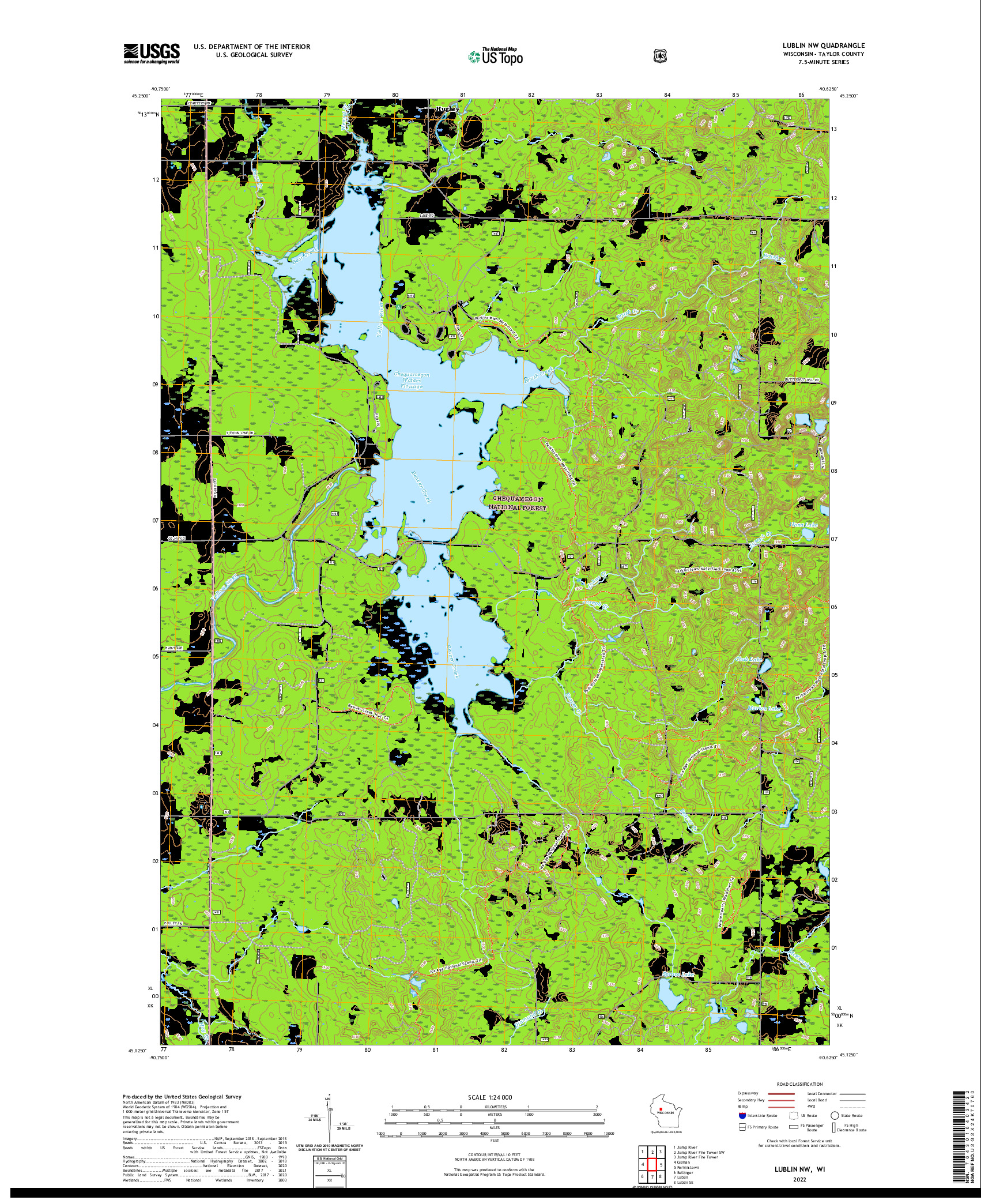 US TOPO 7.5-MINUTE MAP FOR LUBLIN NW, WI