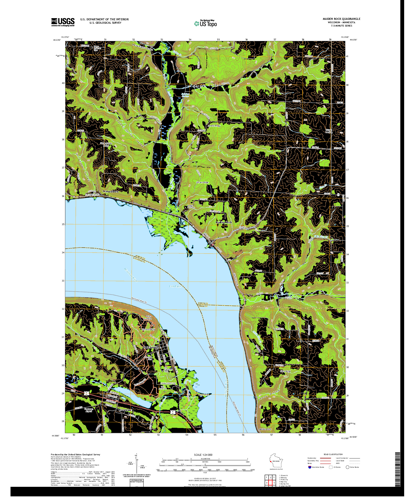 US TOPO 7.5-MINUTE MAP FOR MAIDEN ROCK, WI,MN