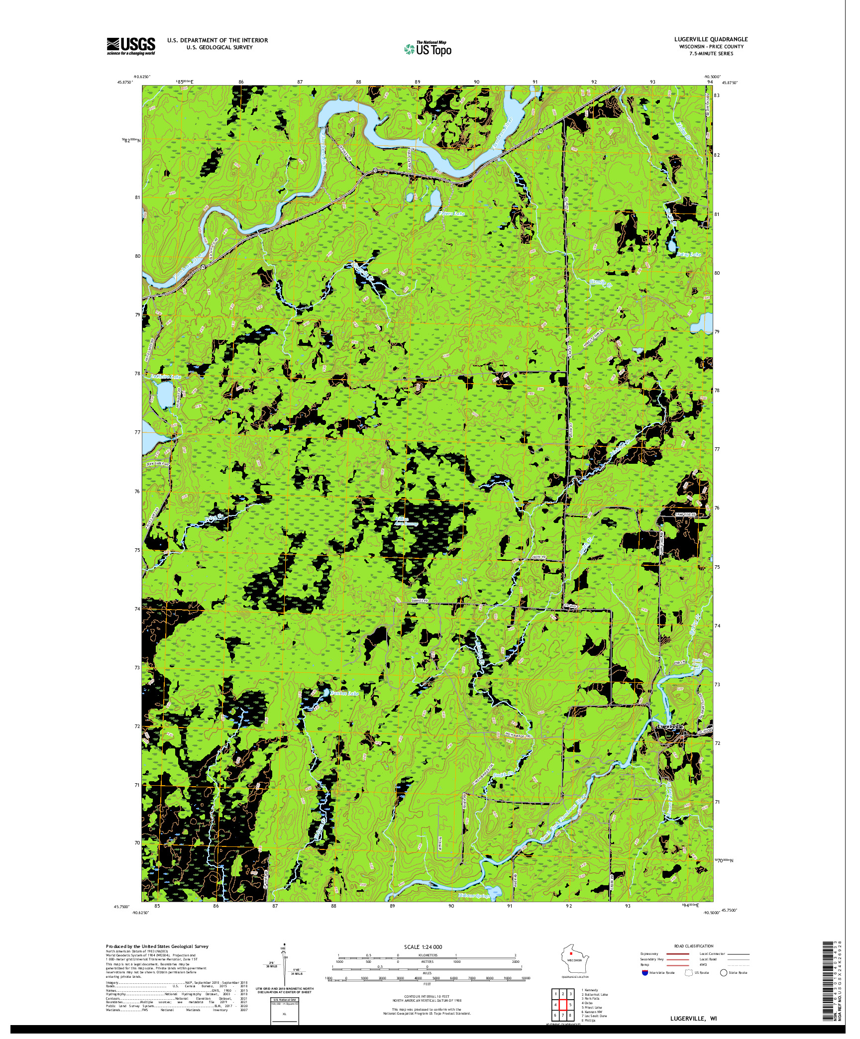 US TOPO 7.5-MINUTE MAP FOR LUGERVILLE, WI