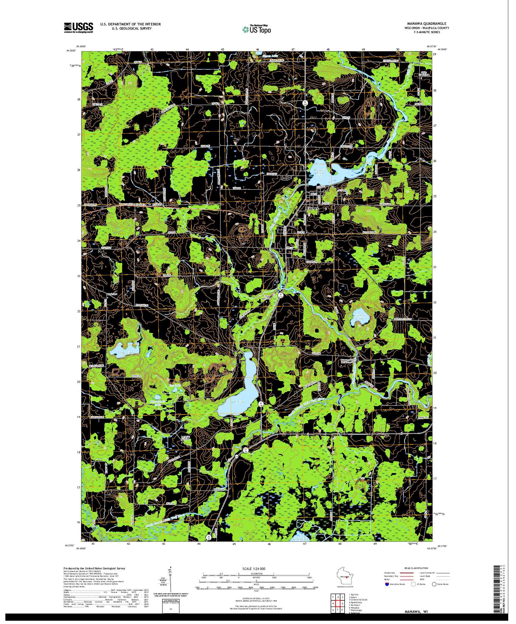 US TOPO 7.5-MINUTE MAP FOR MANAWA, WI