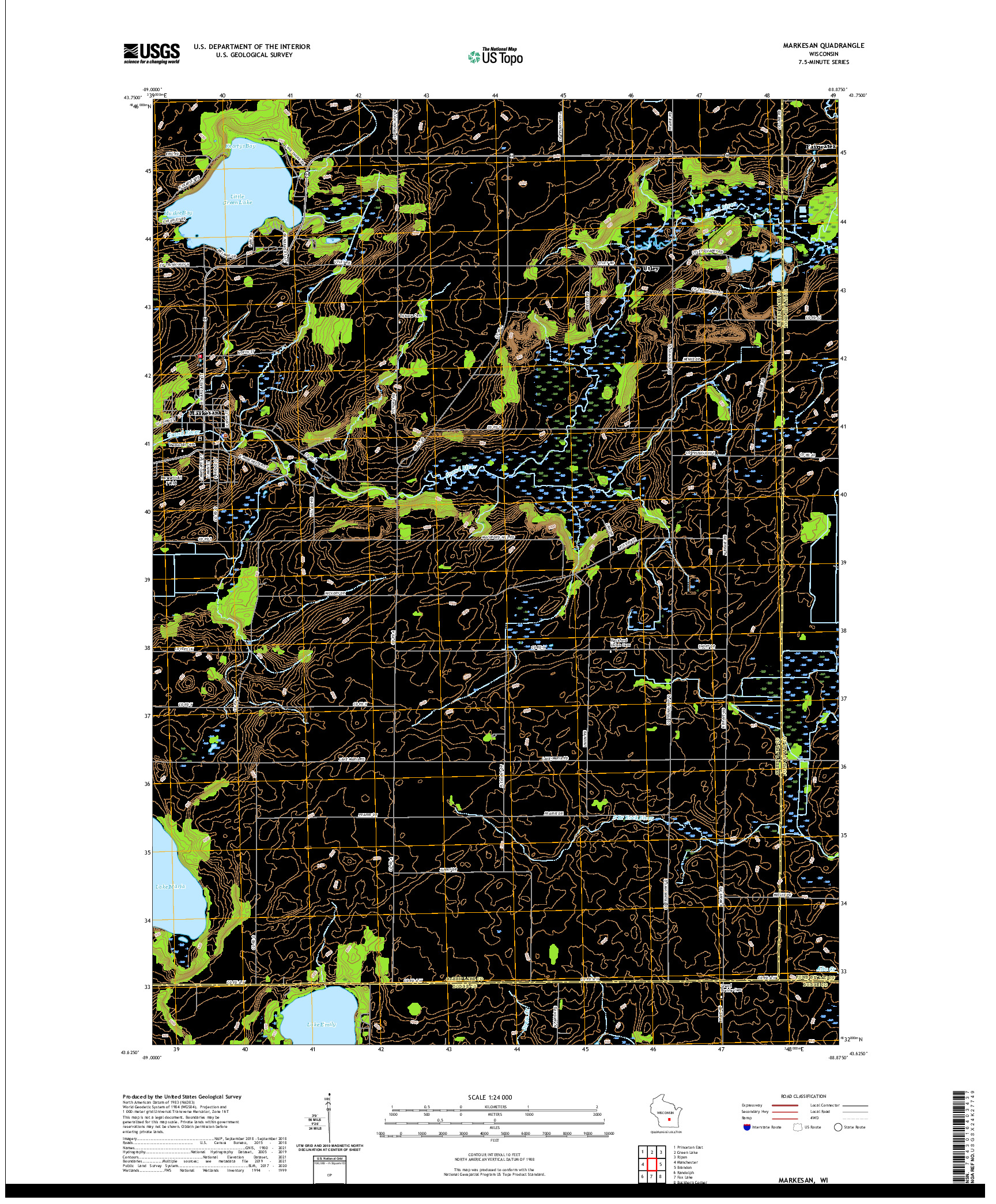 US TOPO 7.5-MINUTE MAP FOR MARKESAN, WI