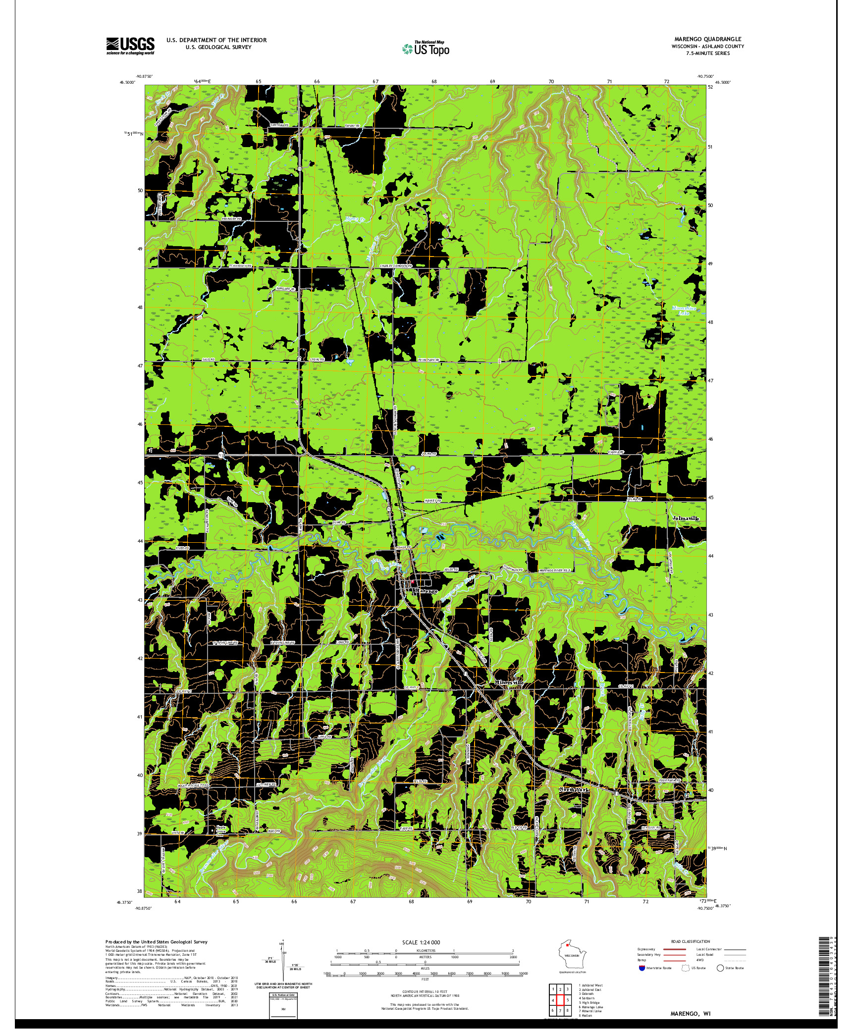 US TOPO 7.5-MINUTE MAP FOR MARENGO, WI