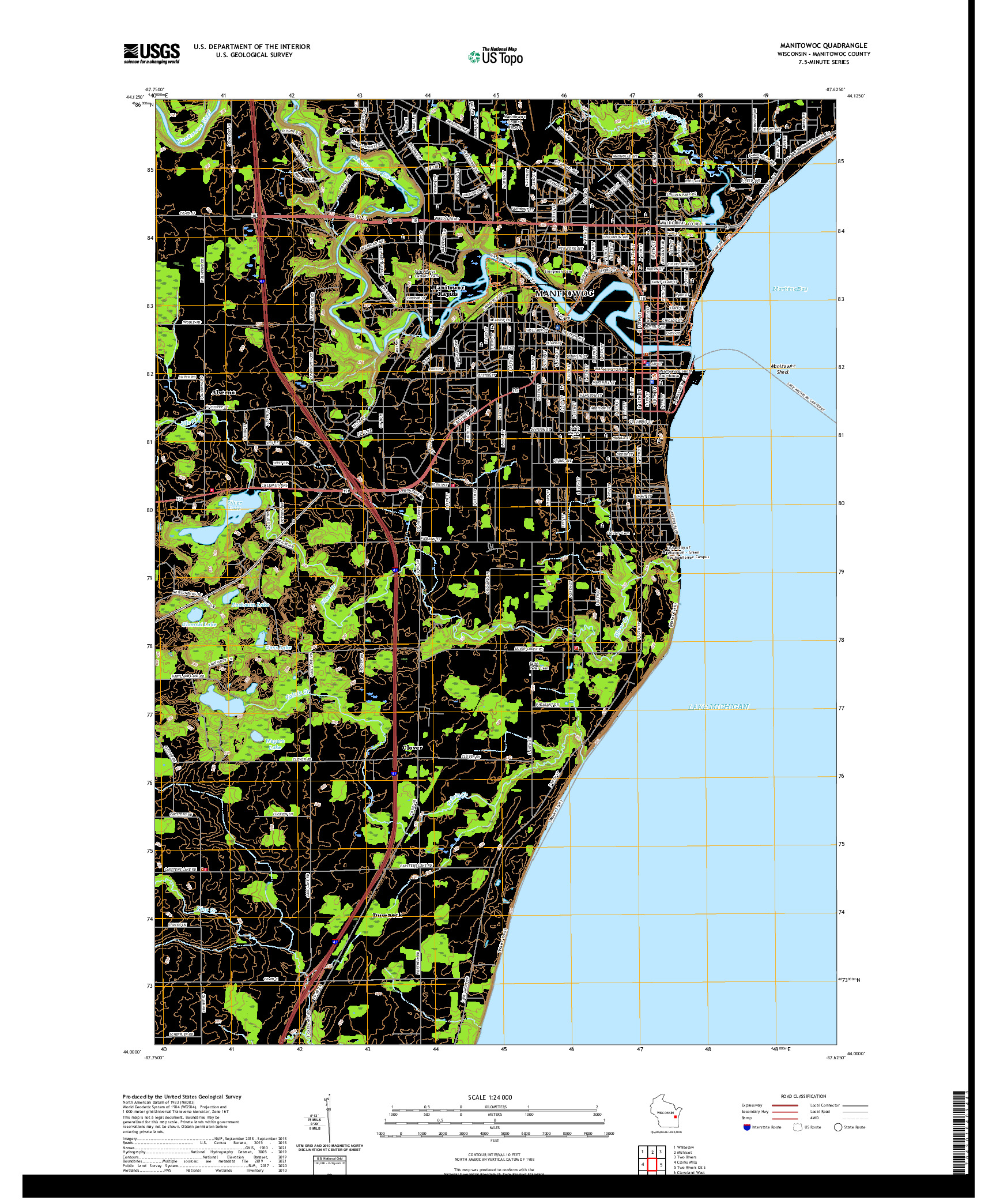 US TOPO 7.5-MINUTE MAP FOR MANITOWOC, WI