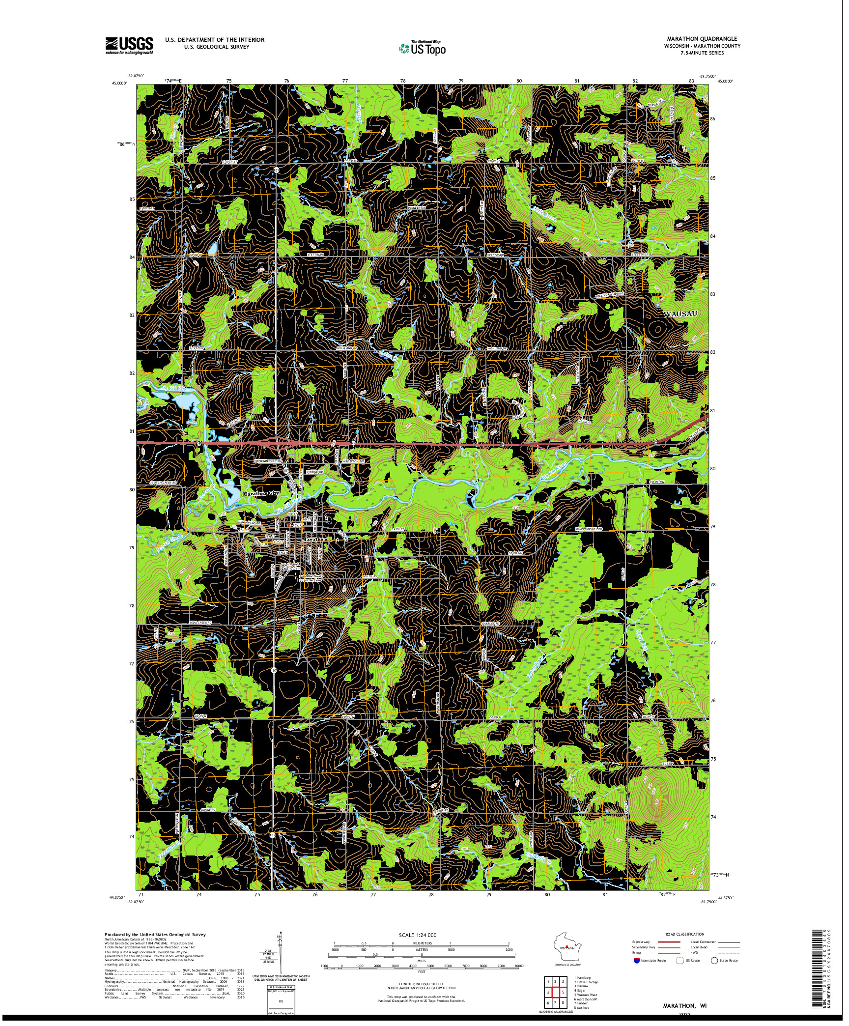 US TOPO 7.5-MINUTE MAP FOR MARATHON, WI