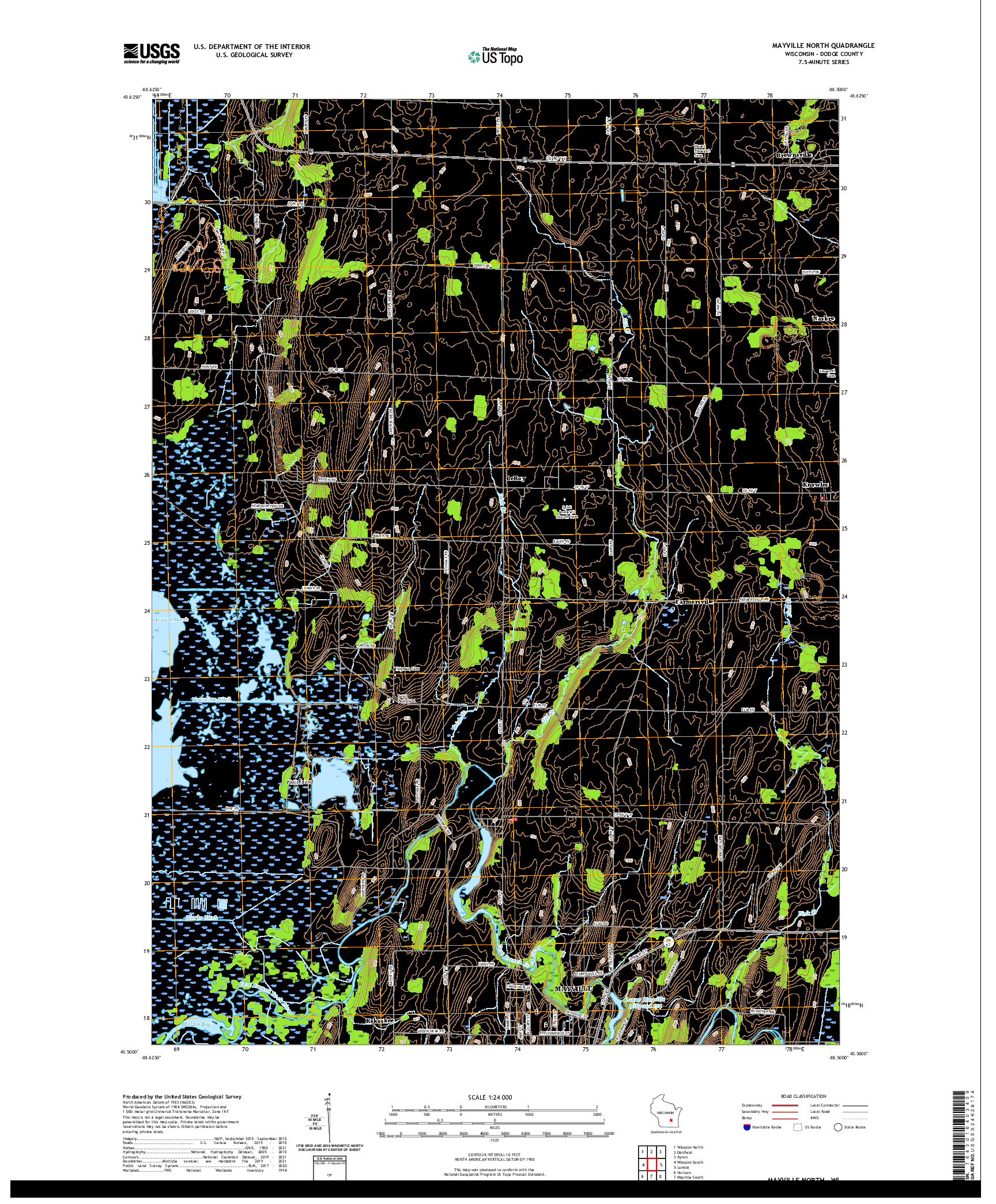 US TOPO 7.5-MINUTE MAP FOR MAYVILLE NORTH, WI