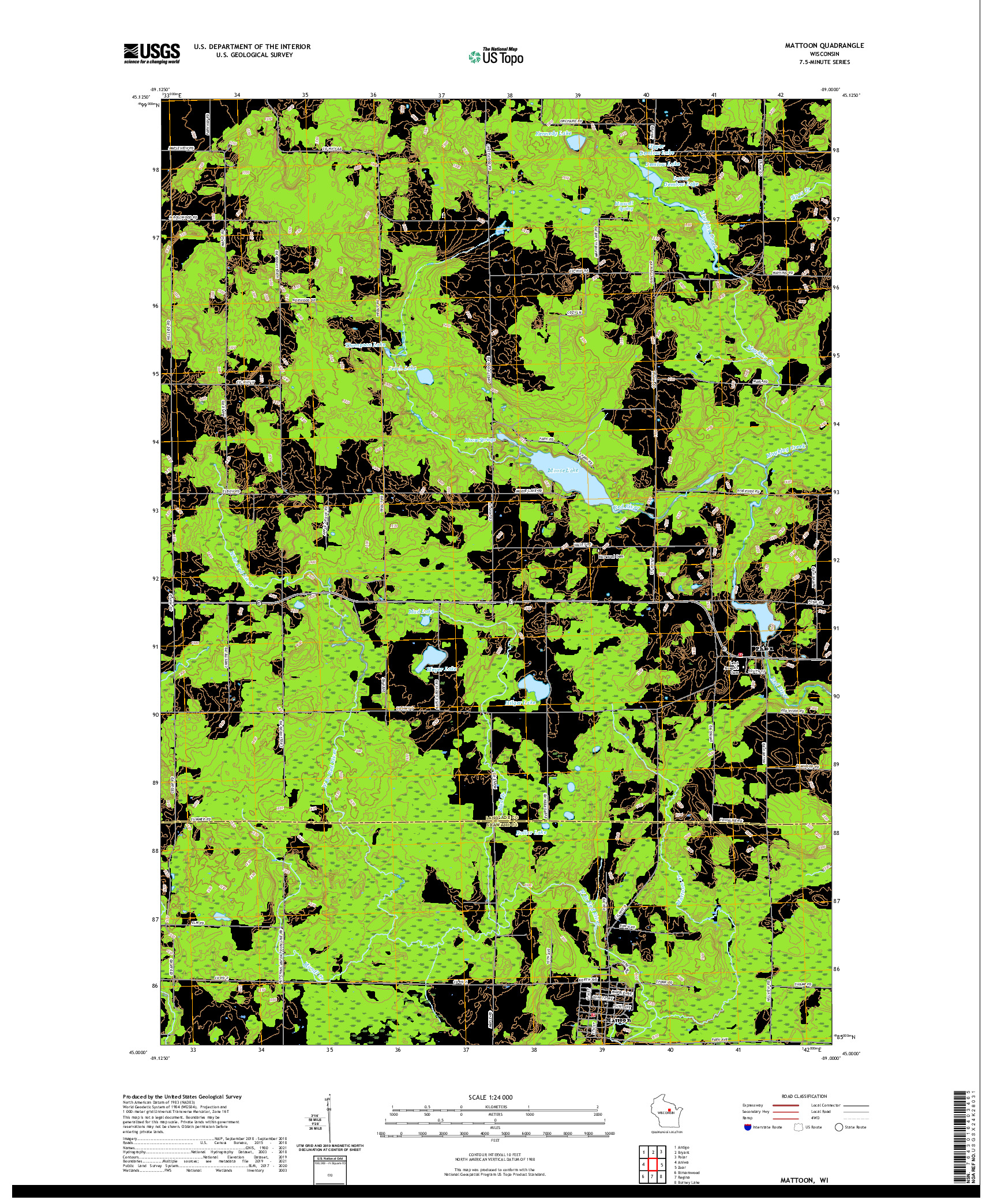 US TOPO 7.5-MINUTE MAP FOR MATTOON, WI