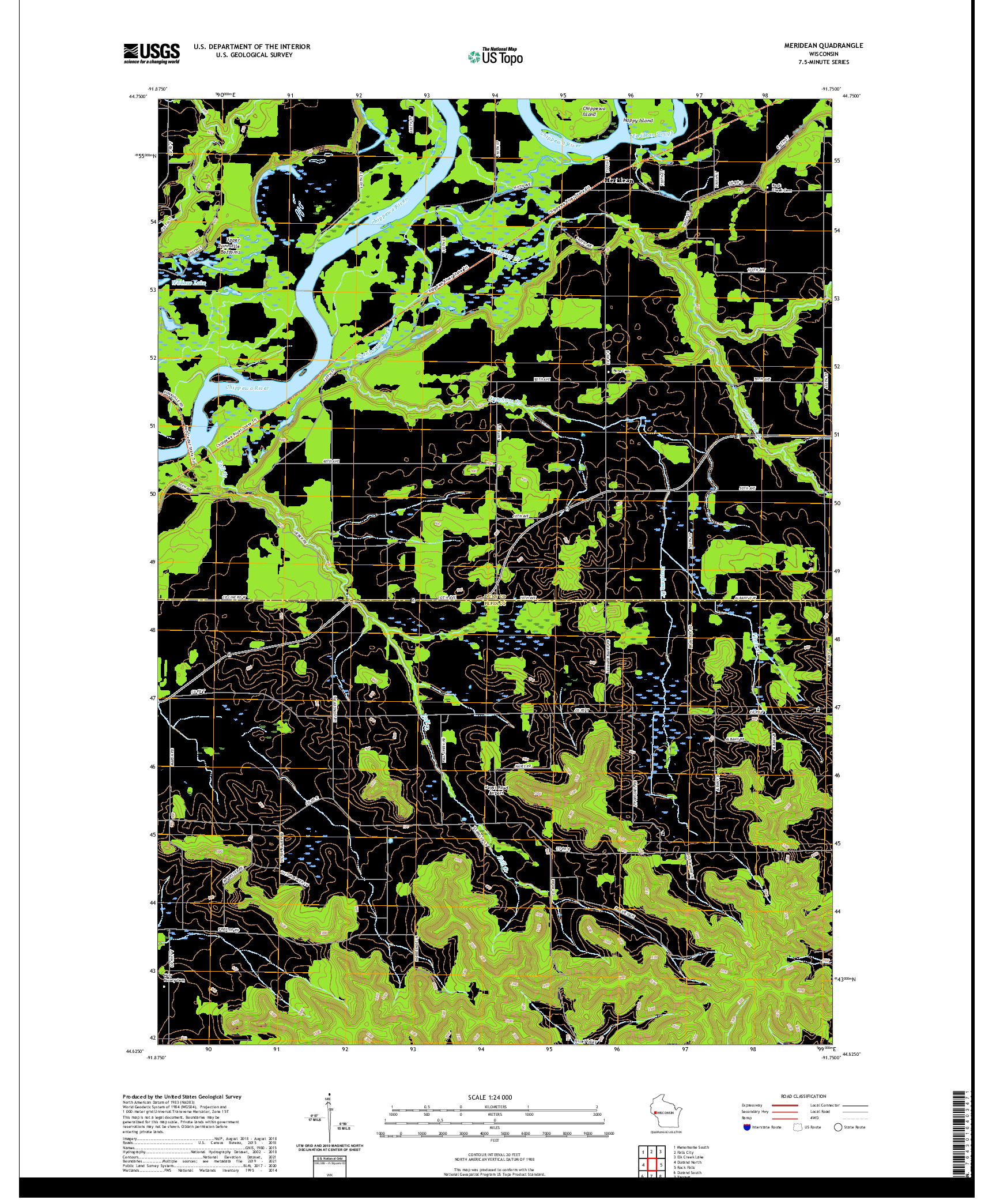 US TOPO 7.5-MINUTE MAP FOR MERIDEAN, WI