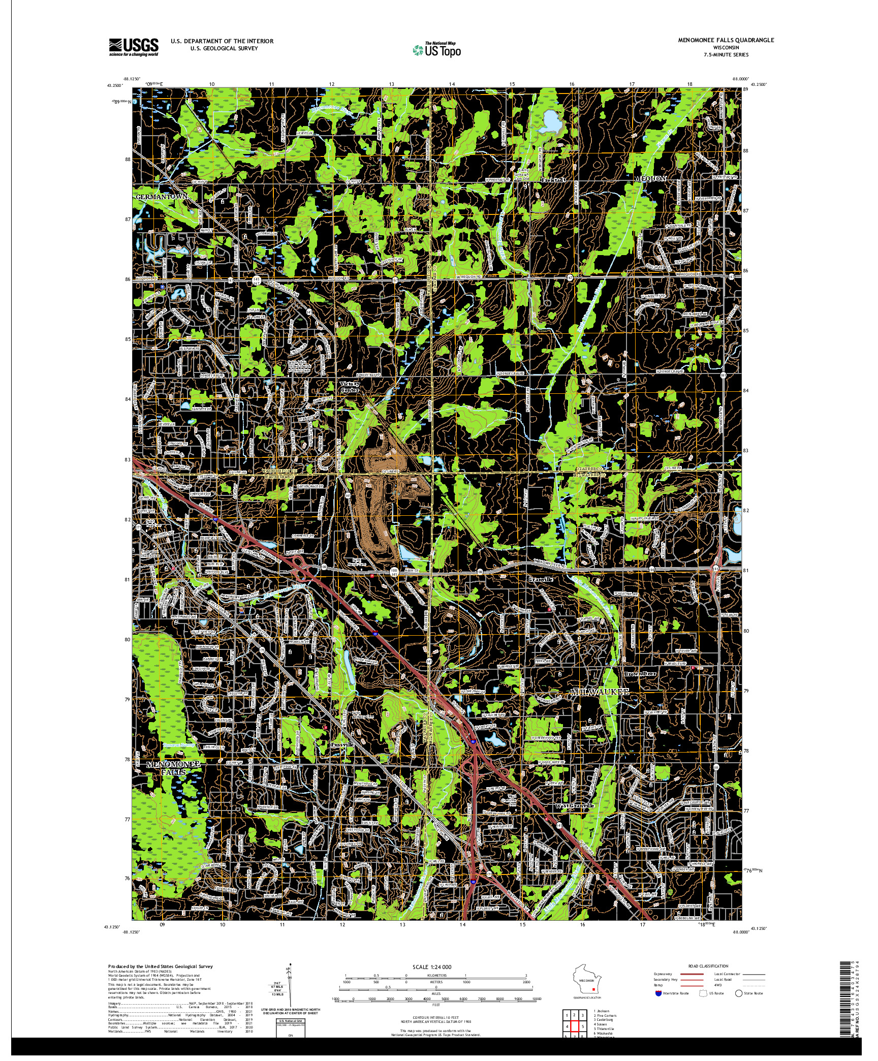 US TOPO 7.5-MINUTE MAP FOR MENOMONEE FALLS, WI