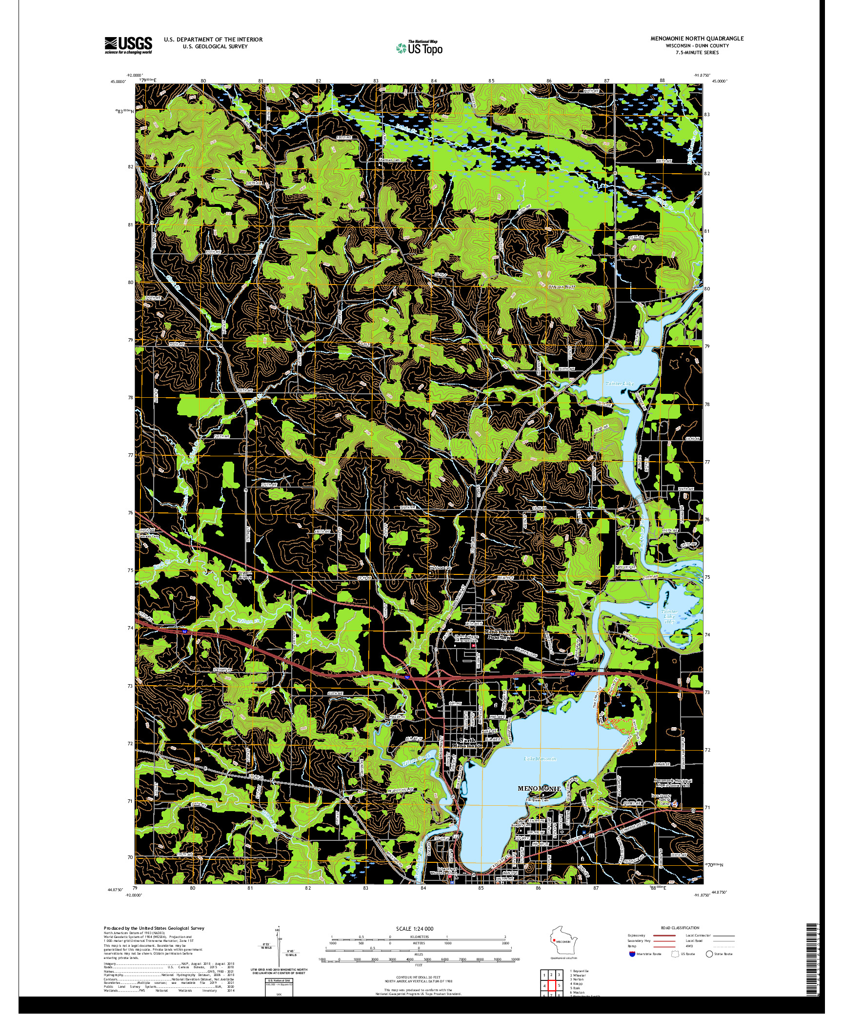 US TOPO 7.5-MINUTE MAP FOR MENOMONIE NORTH, WI