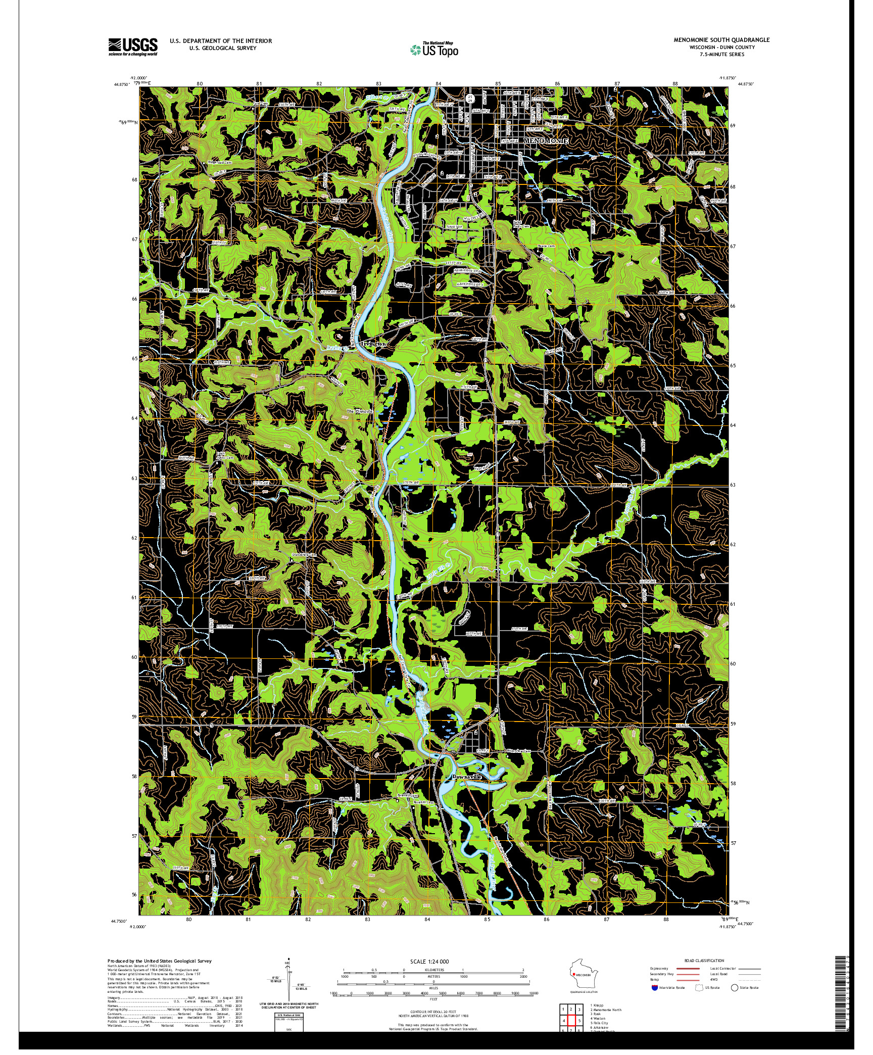 US TOPO 7.5-MINUTE MAP FOR MENOMONIE SOUTH, WI