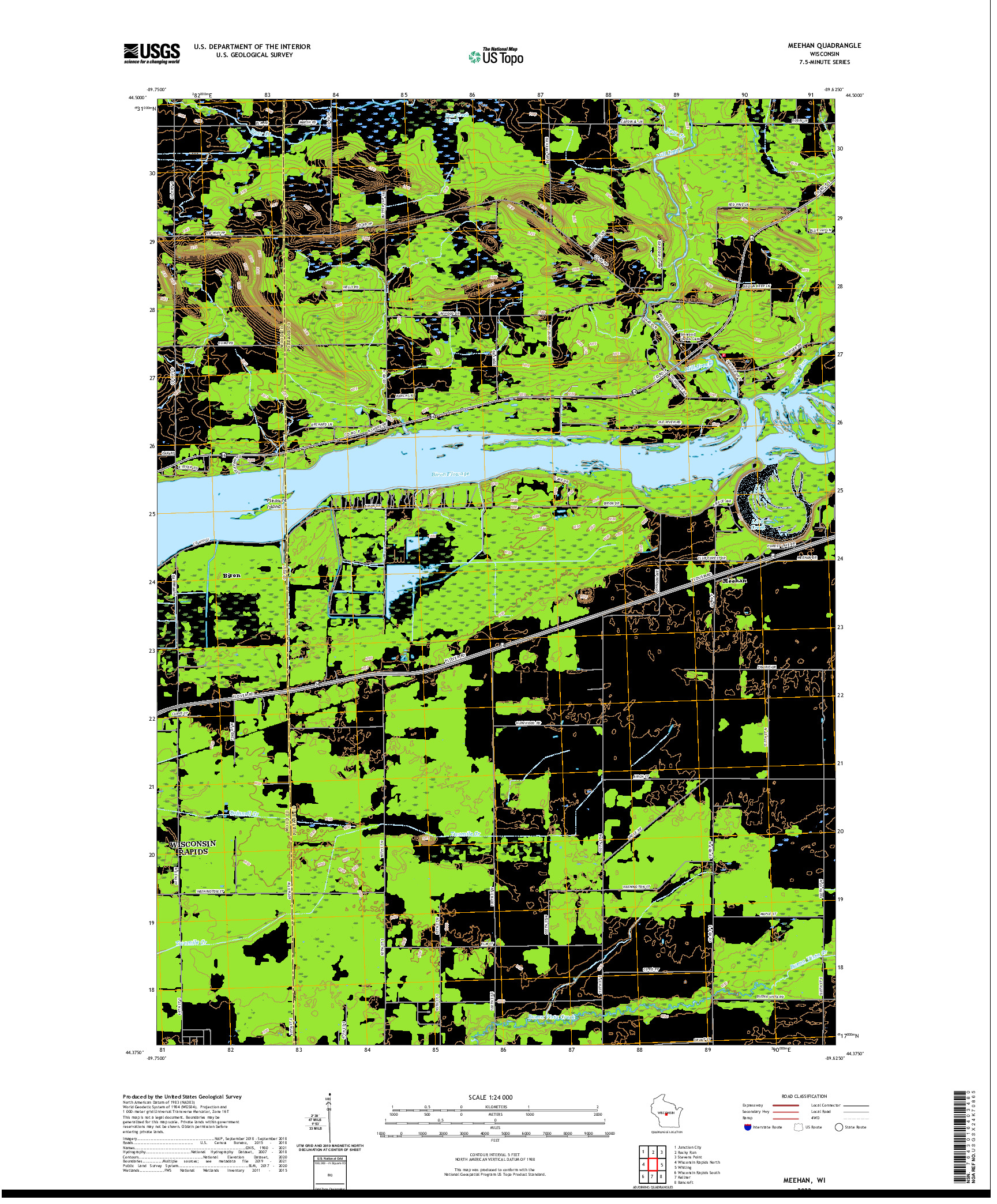 US TOPO 7.5-MINUTE MAP FOR MEEHAN, WI