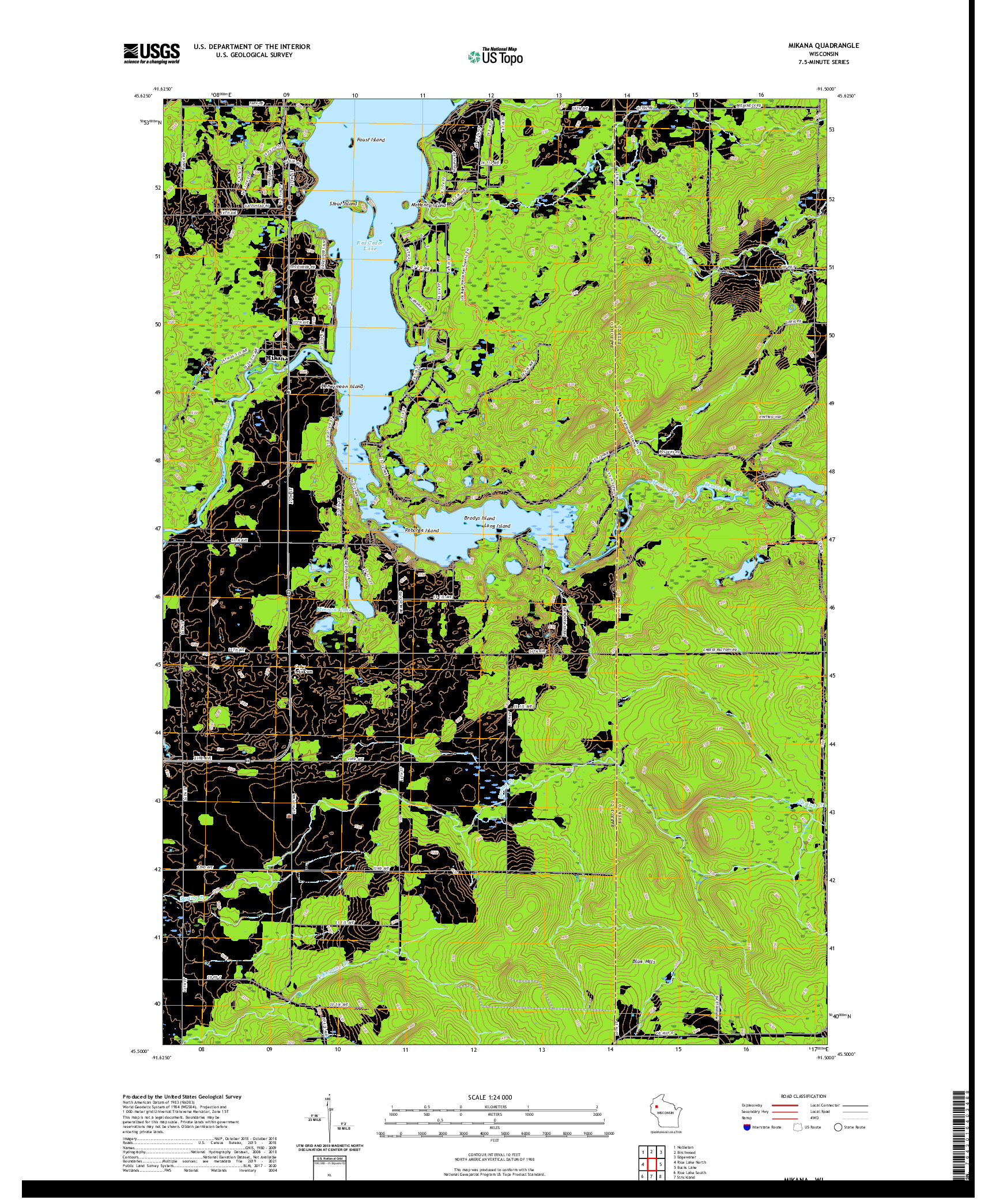 US TOPO 7.5-MINUTE MAP FOR MIKANA, WI