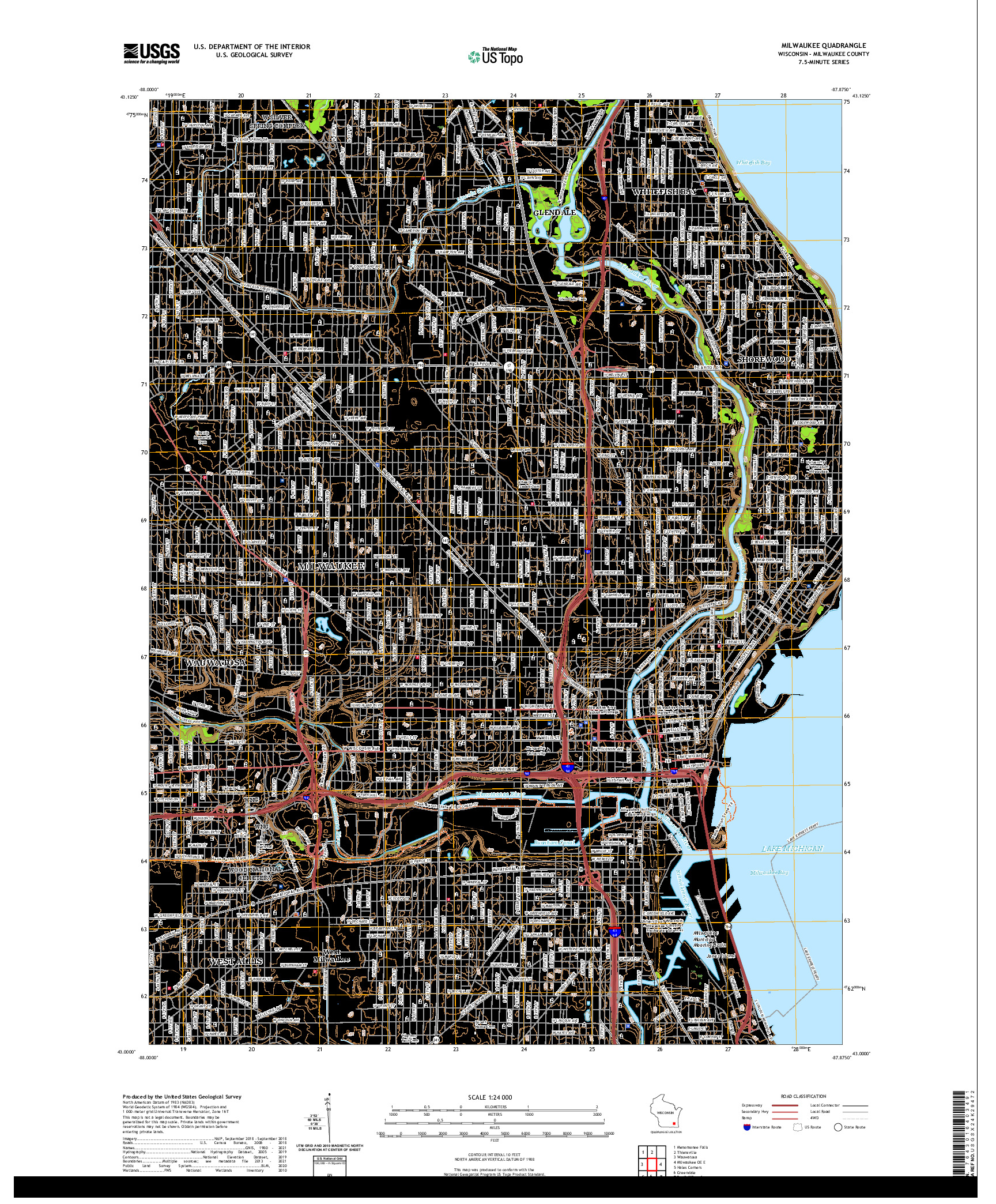 US TOPO 7.5-MINUTE MAP FOR MILWAUKEE, WI