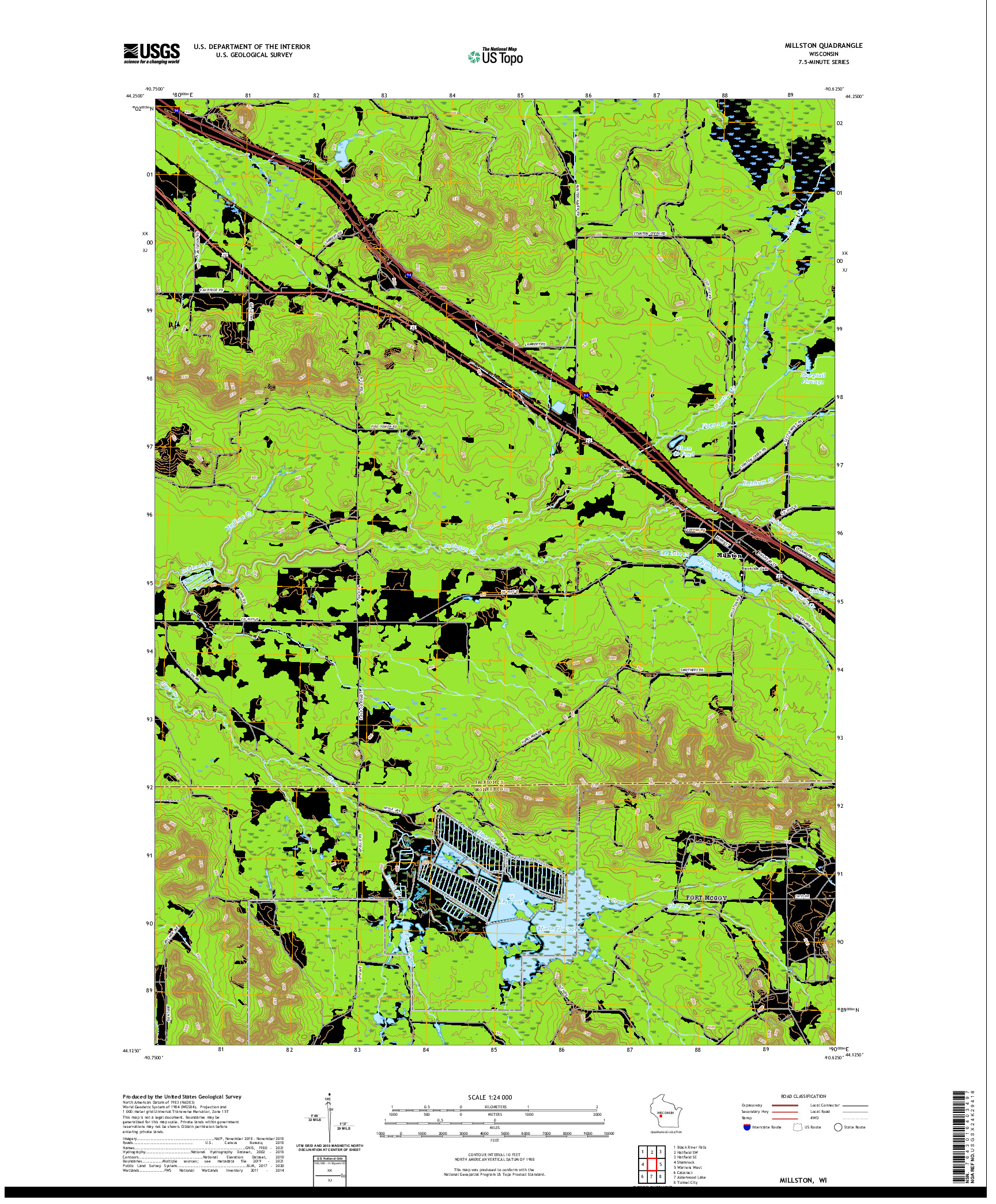 US TOPO 7.5-MINUTE MAP FOR MILLSTON, WI