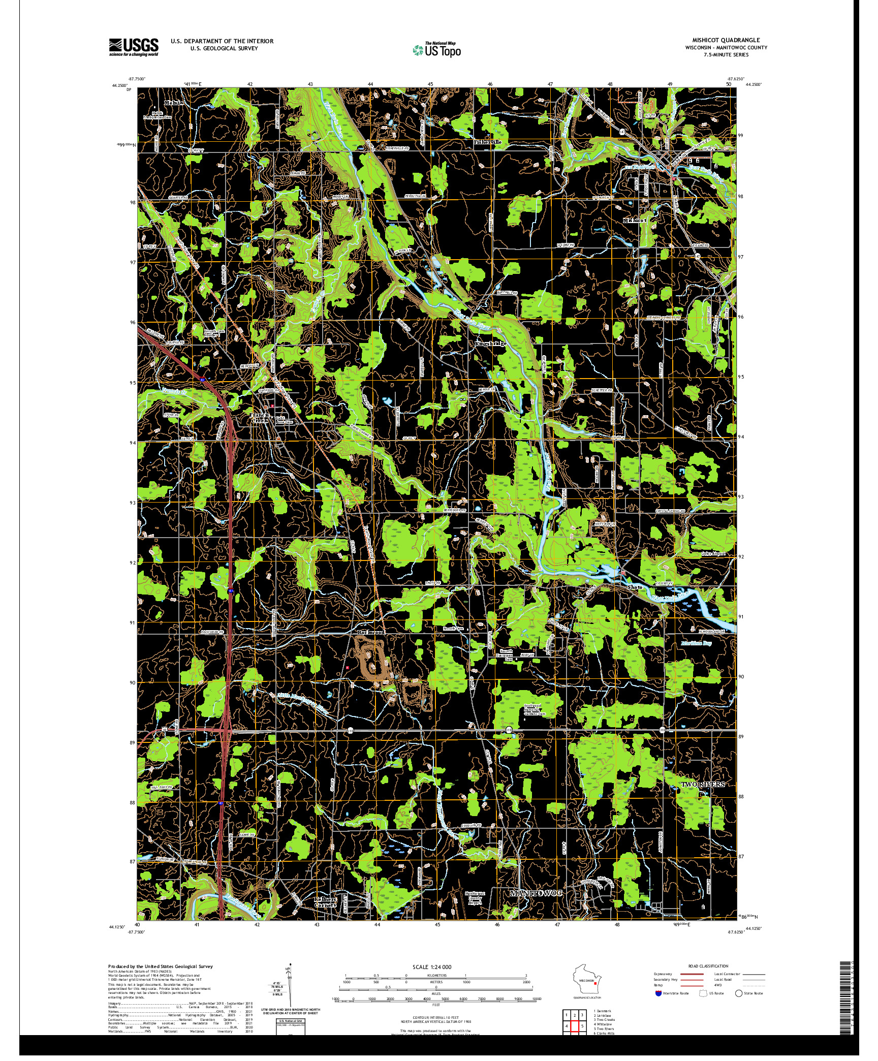 US TOPO 7.5-MINUTE MAP FOR MISHICOT, WI