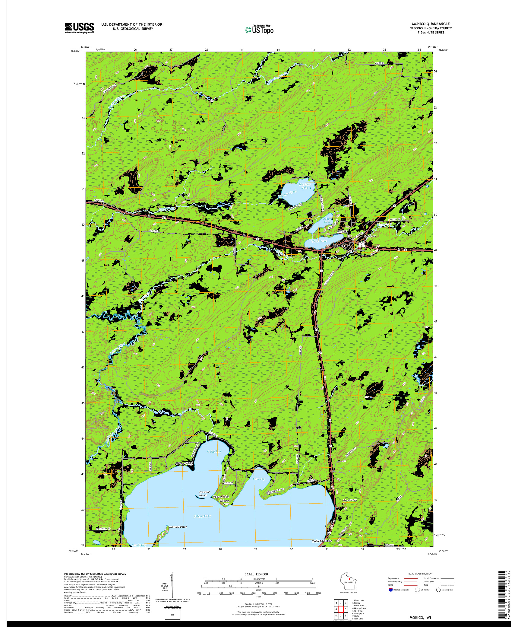 US TOPO 7.5-MINUTE MAP FOR MONICO, WI