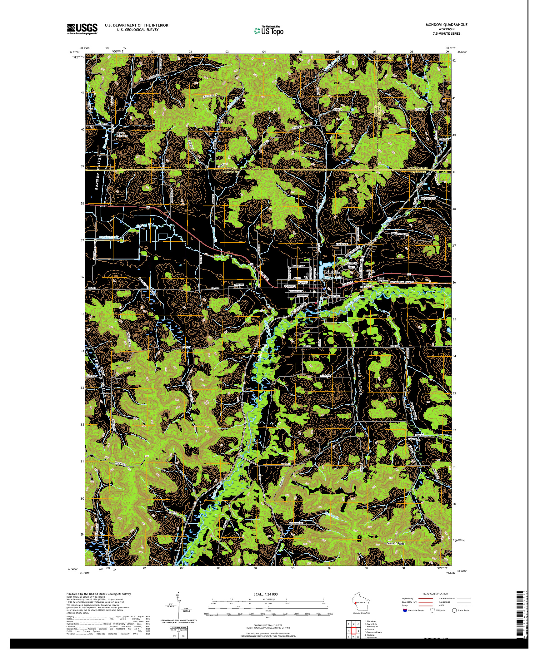 US TOPO 7.5-MINUTE MAP FOR MONDOVI, WI