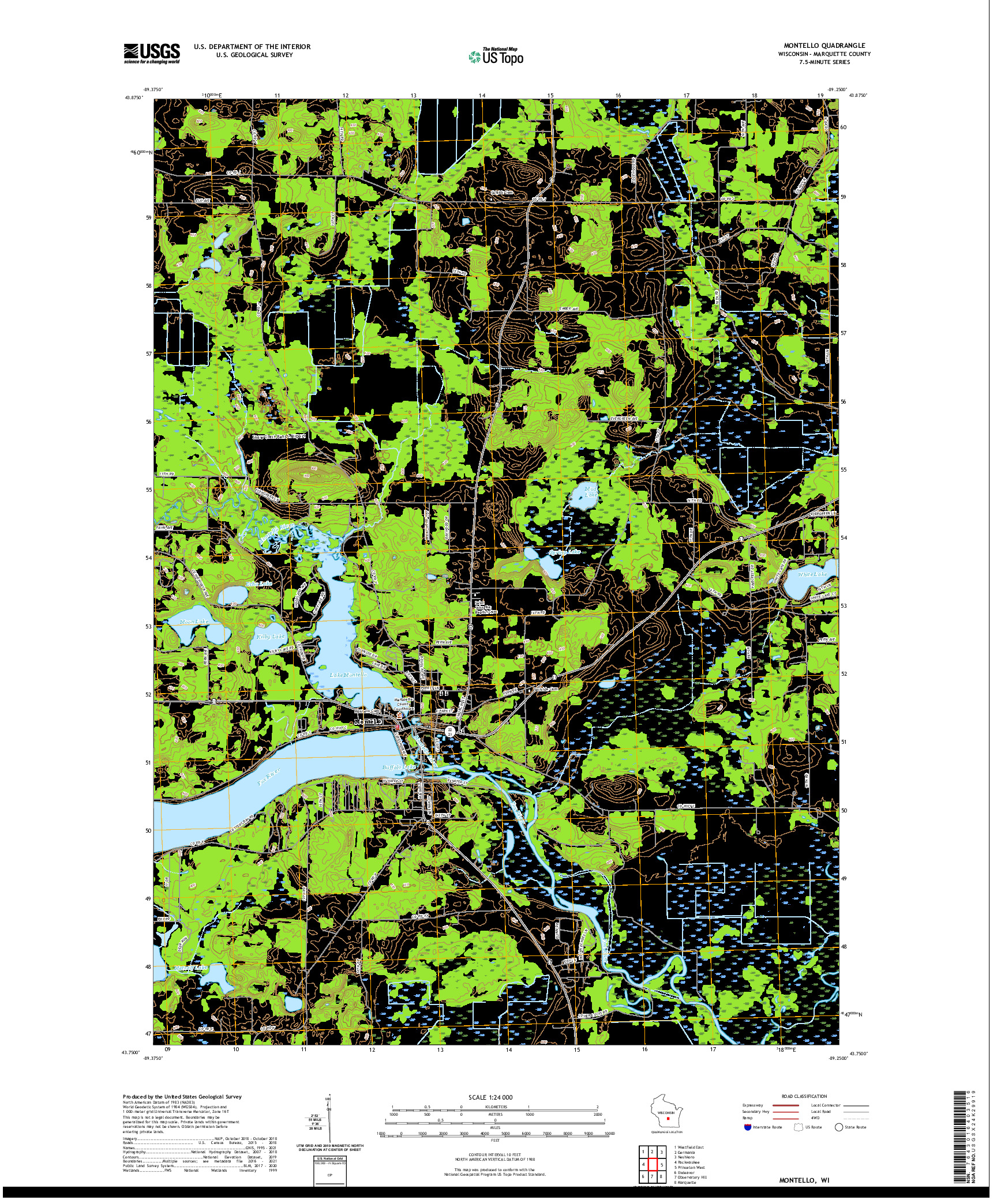 US TOPO 7.5-MINUTE MAP FOR MONTELLO, WI